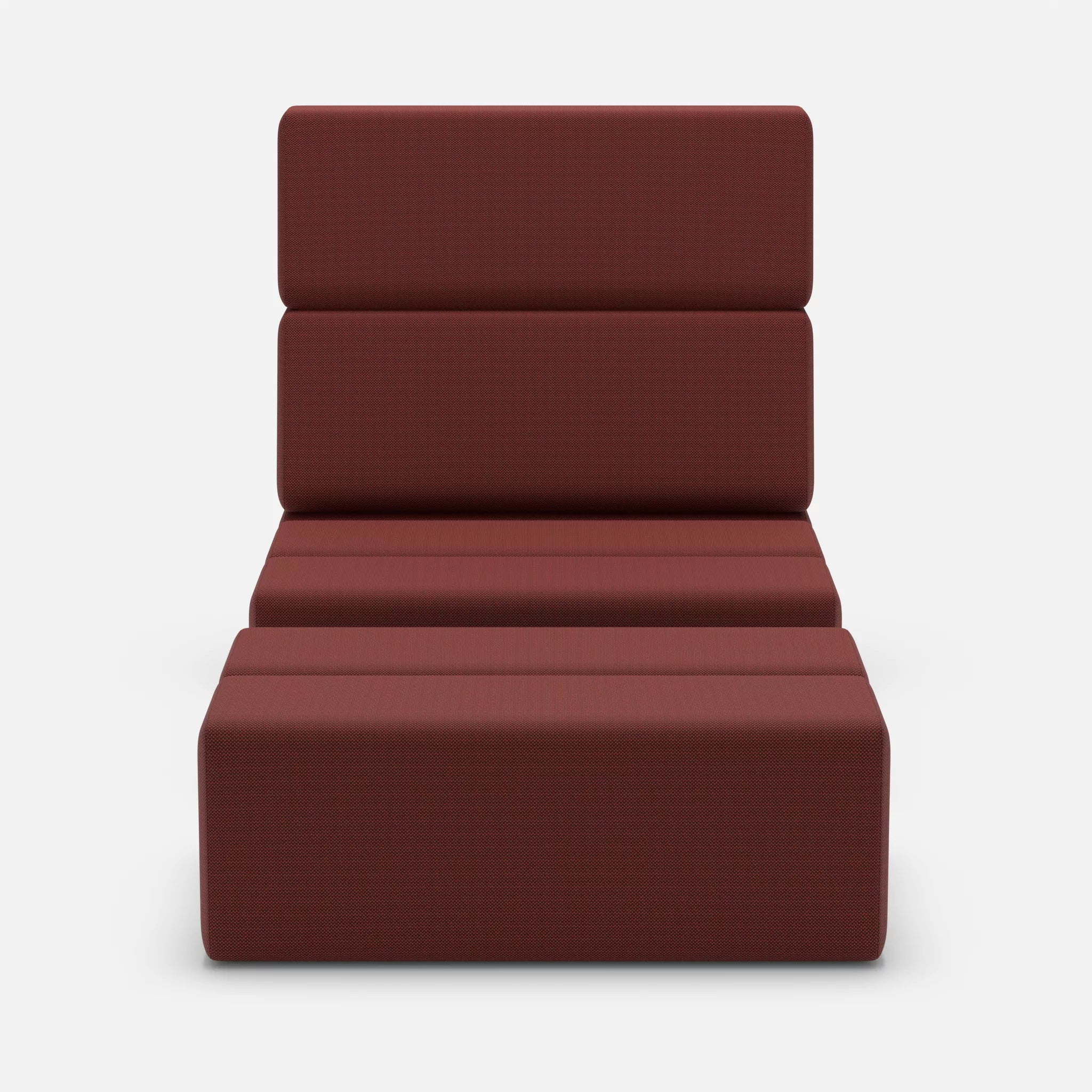 1 Sitzer Sofa Bricks 3 radio4517 in Dunkelrot von vorne