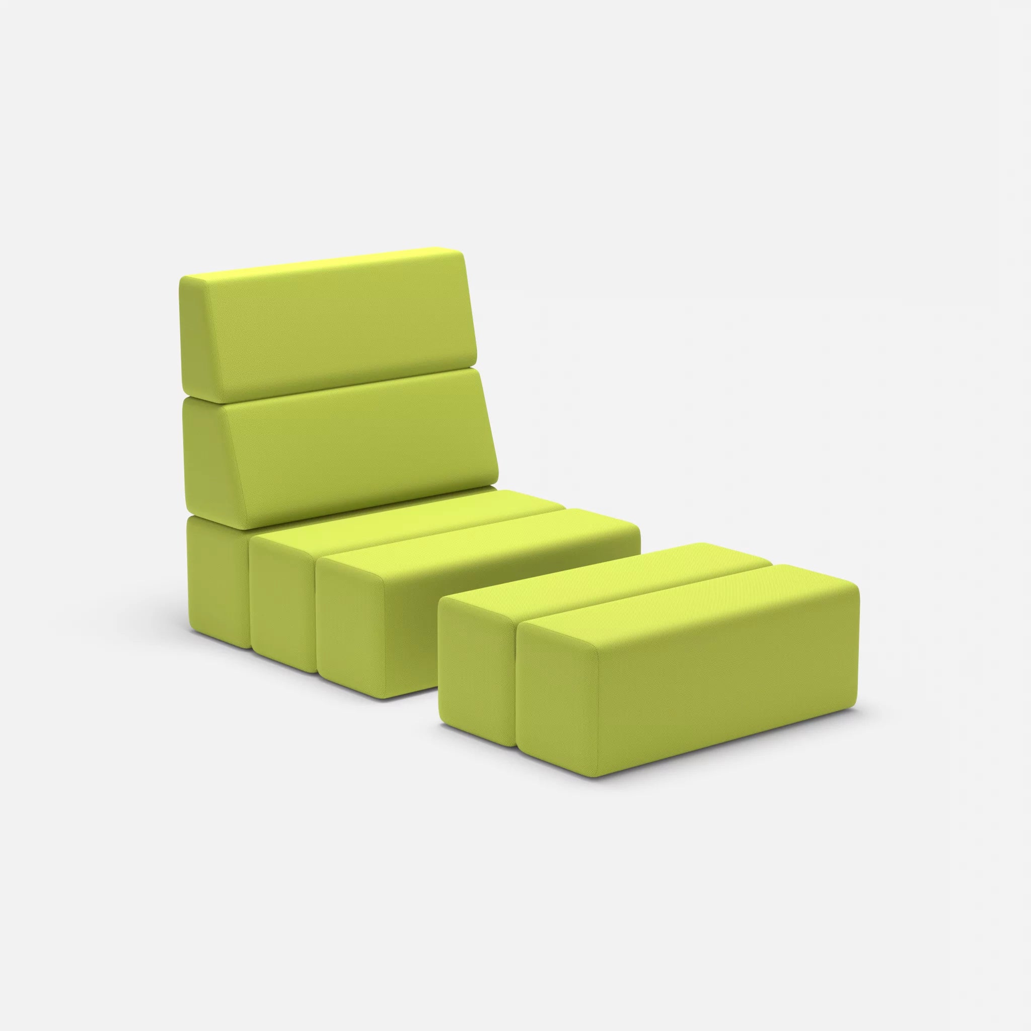 1 Sitzer Sofa Bricks 3 radio7041 in Hellgrün von der Seite