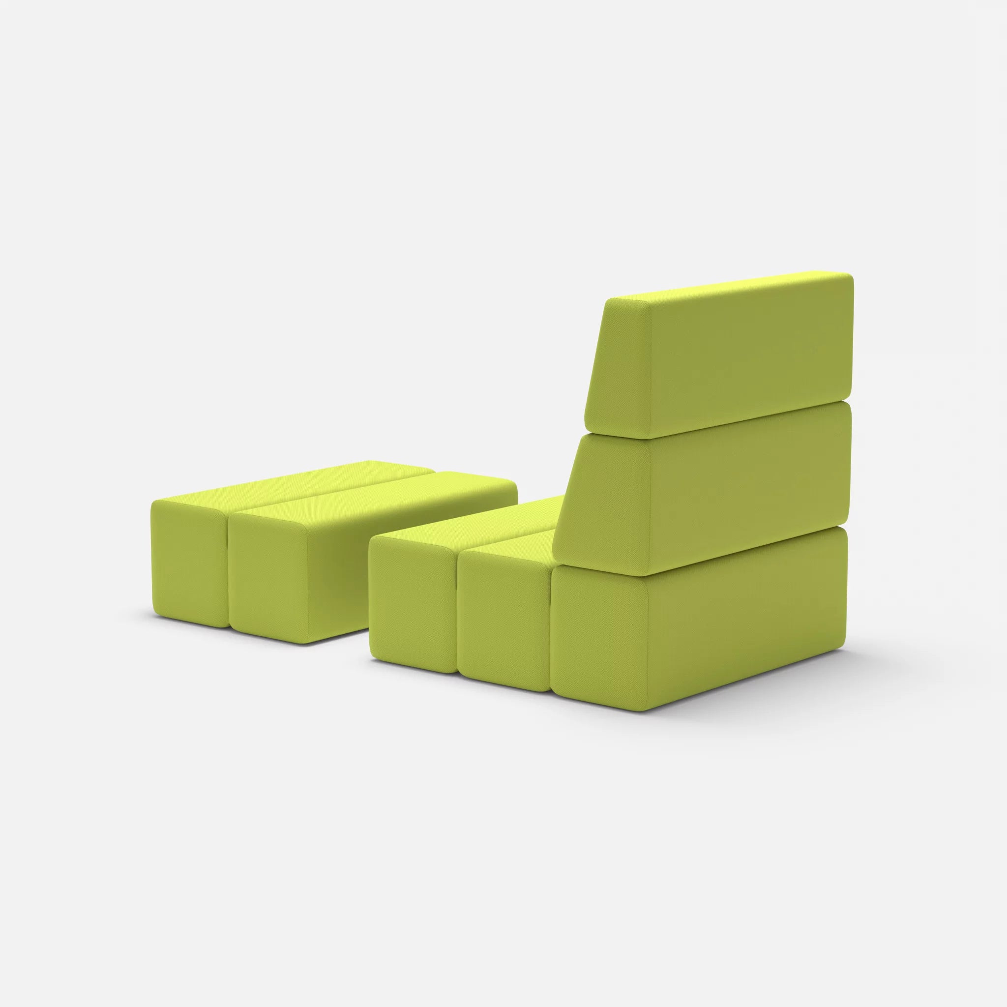 1 Sitzer Sofa Bricks 3 radio7041 in Hellgrün von hinten