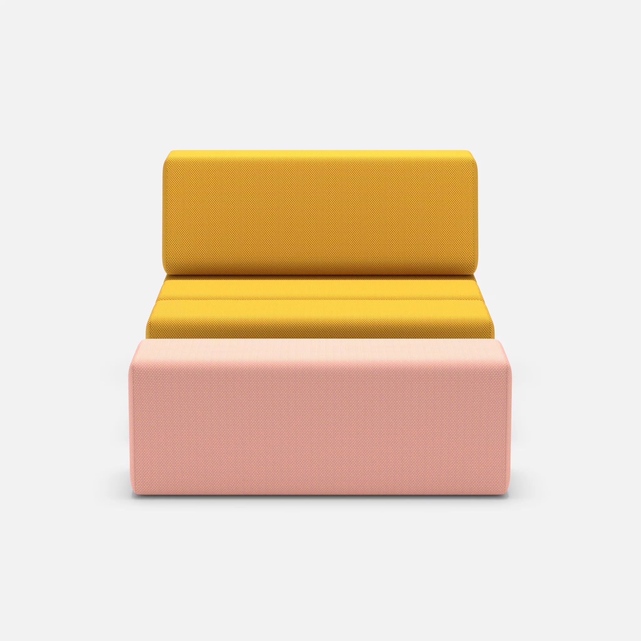 1 Sitzer Sofa Bricks 4 novumcurry-novumflamingo in Curry und Flamingo von vorne