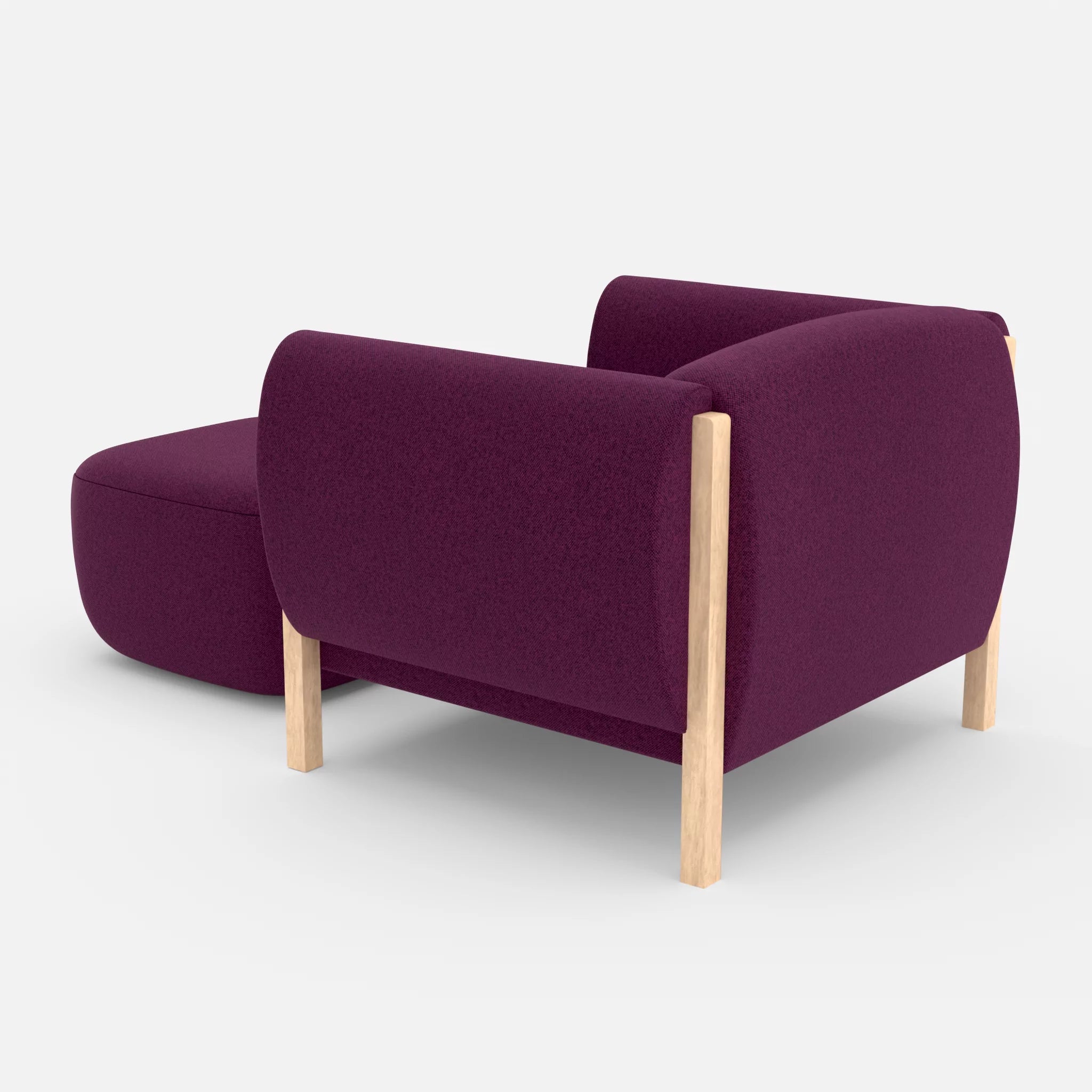 1 Sitzer Sofa Mallow mit Pouf celia0202 in Violett von hinten