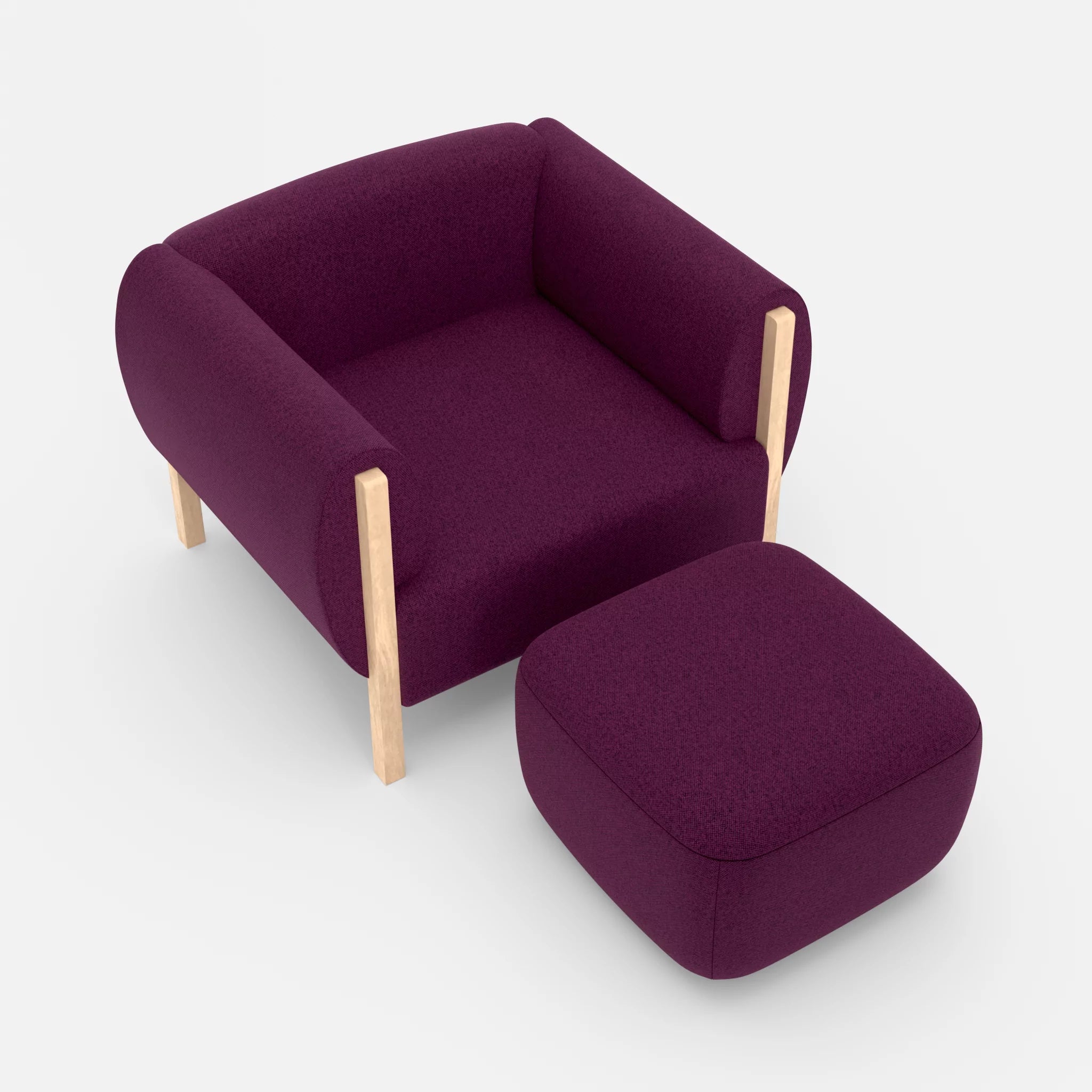 1 Sitzer Sofa Mallow mit Pouf celia0202 in Violett von oben