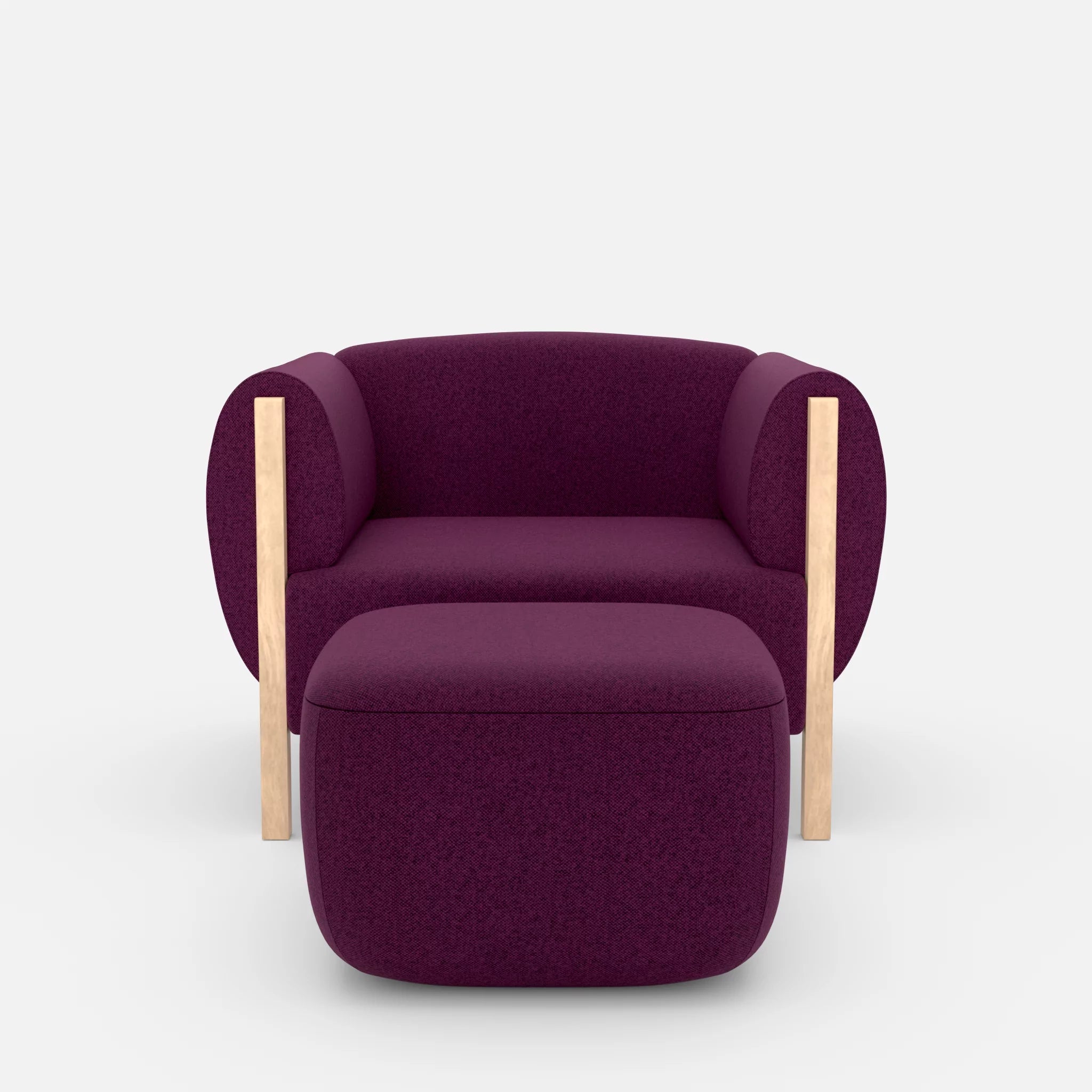 1 Sitzer Sofa Mallow mit Pouf celia0202 in Violett von vorne