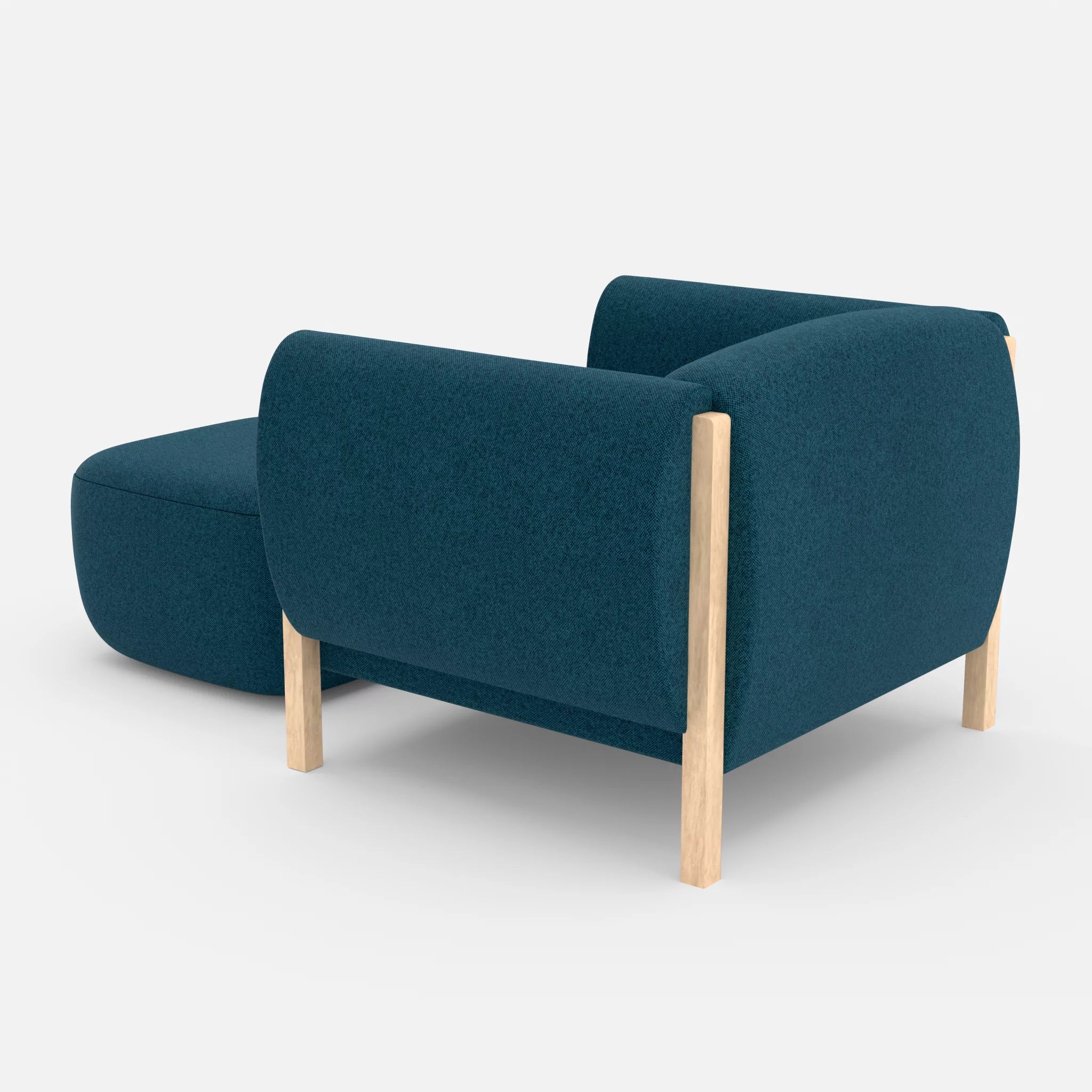 1 Sitzer Sofa Mallow mit Pouf celia0203 in Blau von hinten