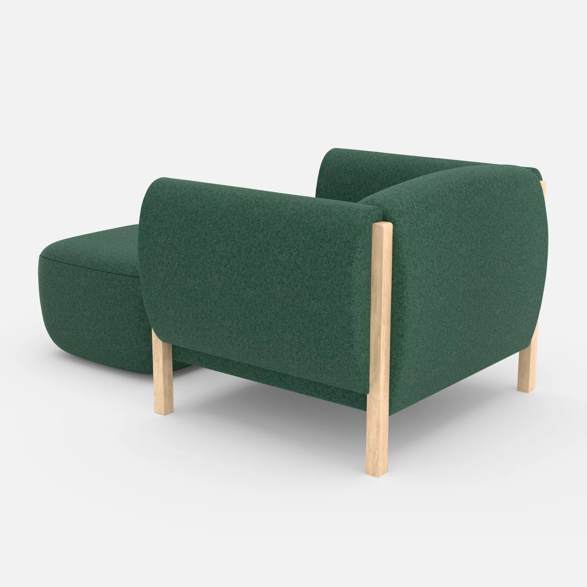 1 Sitzer Sofa Mallow mit Pouf celia0207 in Grün von hinten