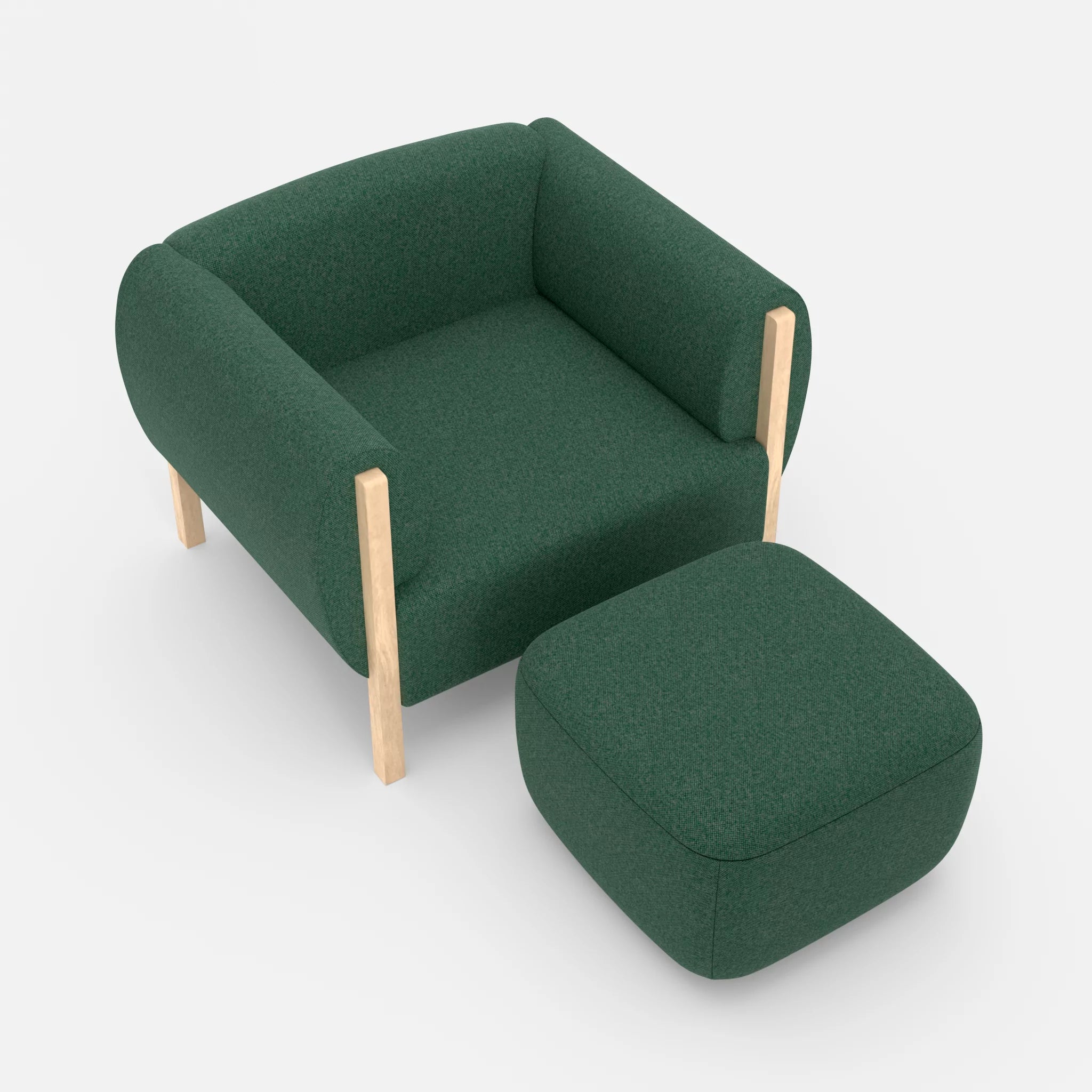 1 Sitzer Sofa Mallow mit Pouf celia0207 in Grün von oben