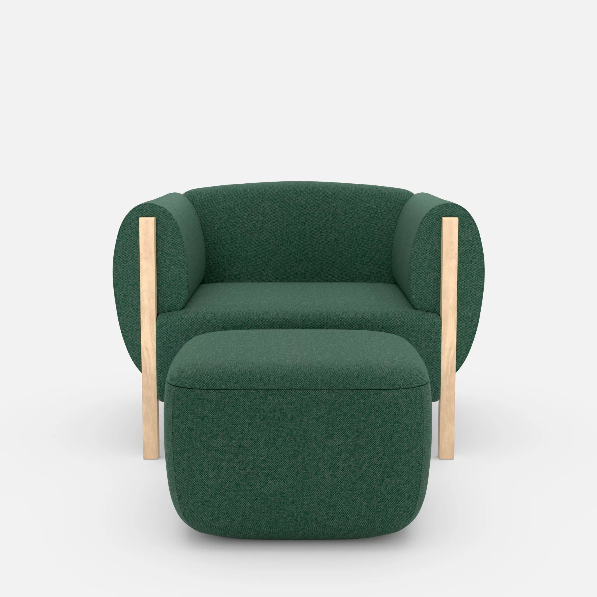1 Sitzer Sofa Mallow mit Pouf celia0207 in Grün von vorne