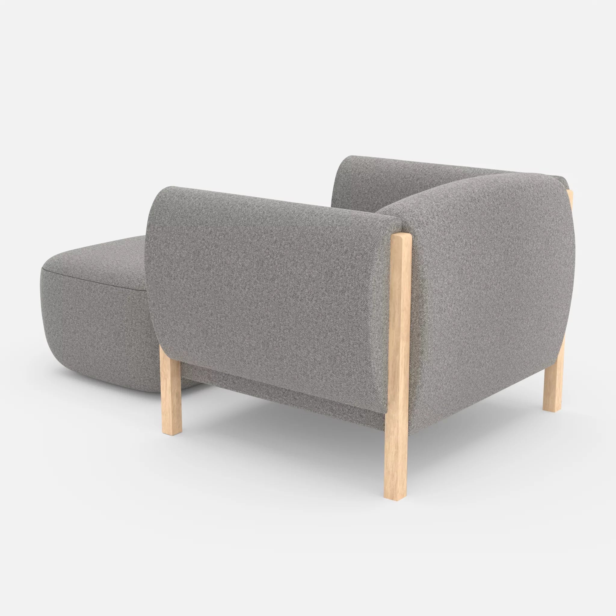 1 Sitzer Sofa Mallow mit Pouf celia0208 in Mittelgrau von hinten