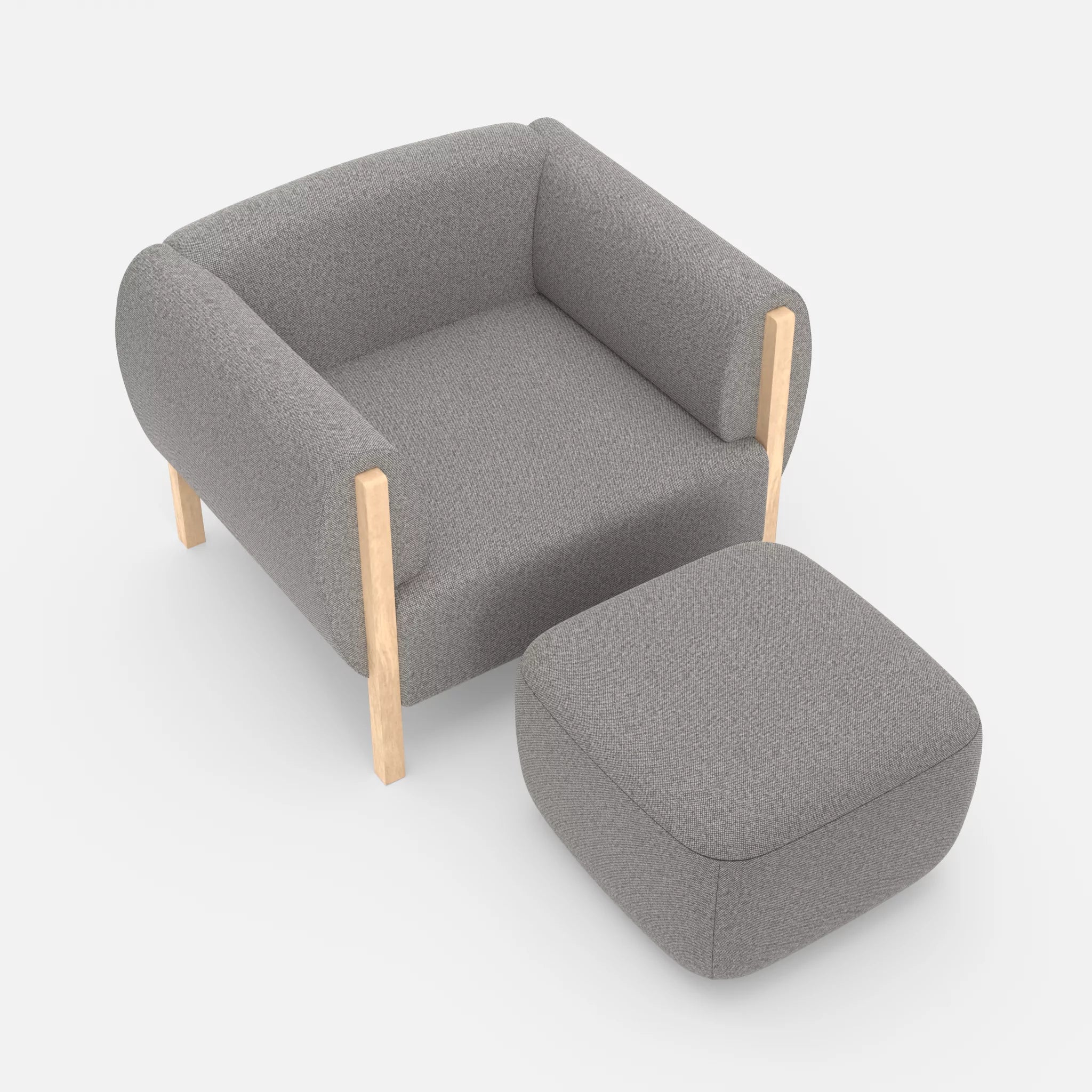 1 Sitzer Sofa Mallow mit Pouf celia0208 in Mittelgrau von oben