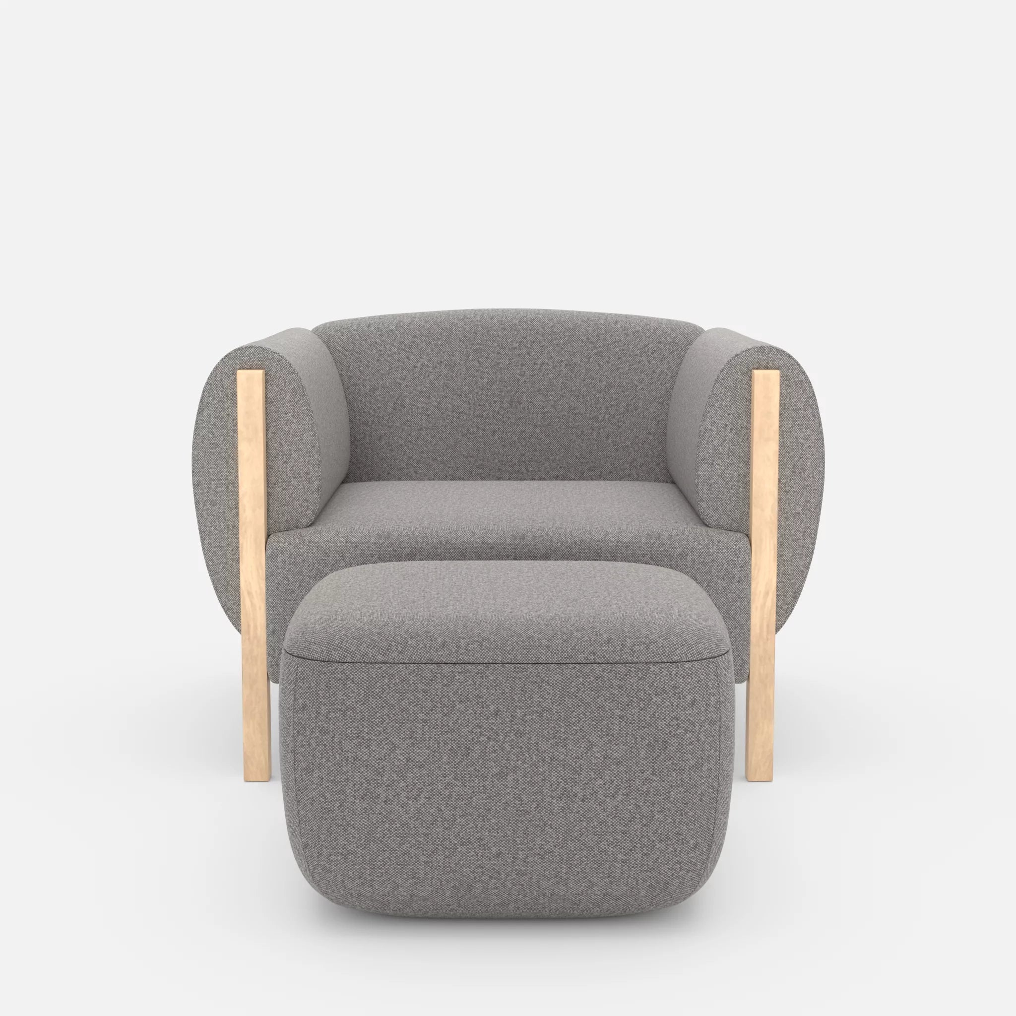 1 Sitzer Sofa Mallow mit Pouf celia0208 in Mittelgrau von vorne