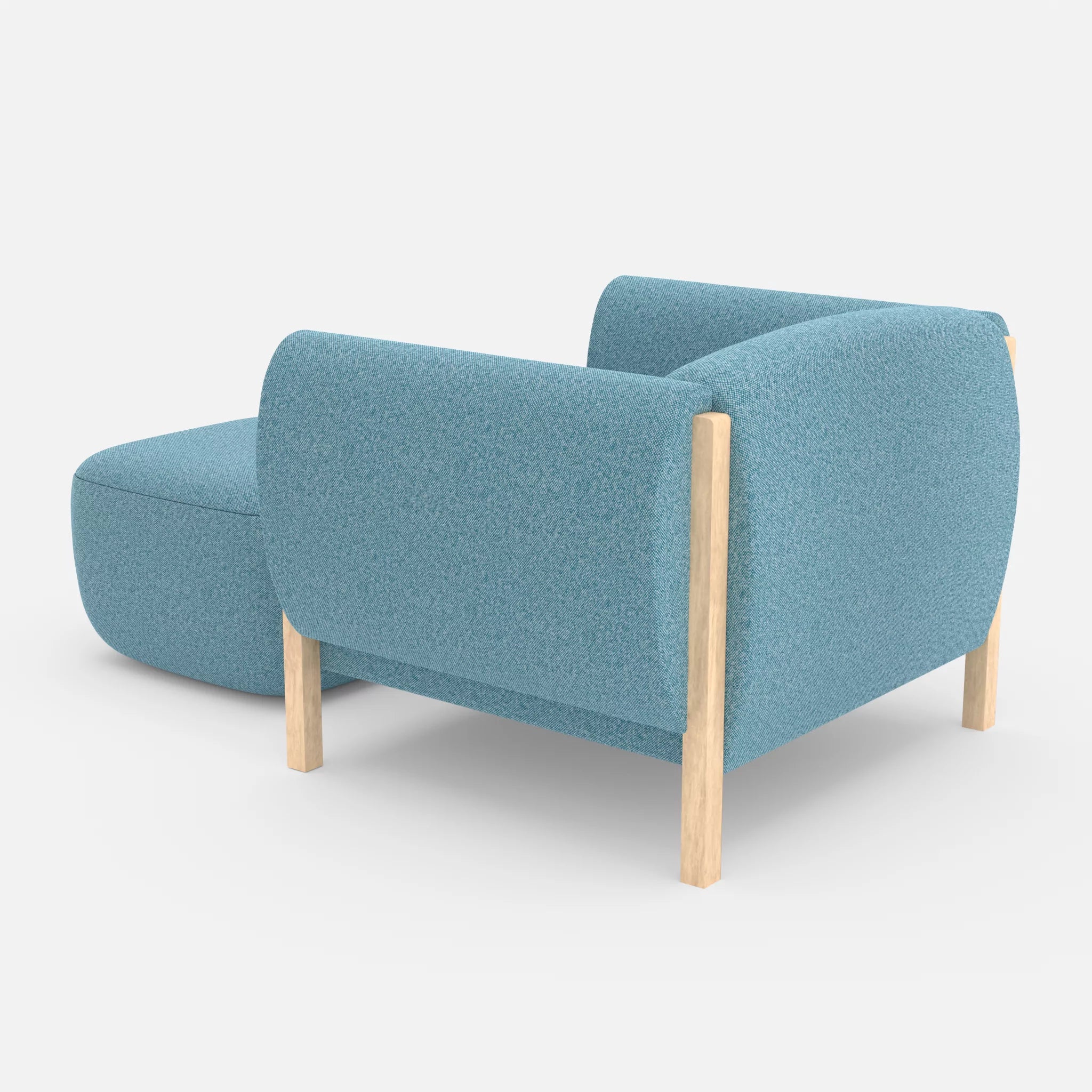 1 Sitzer Sofa Mallow mit Pouf celia0209 in Türkis von hinten