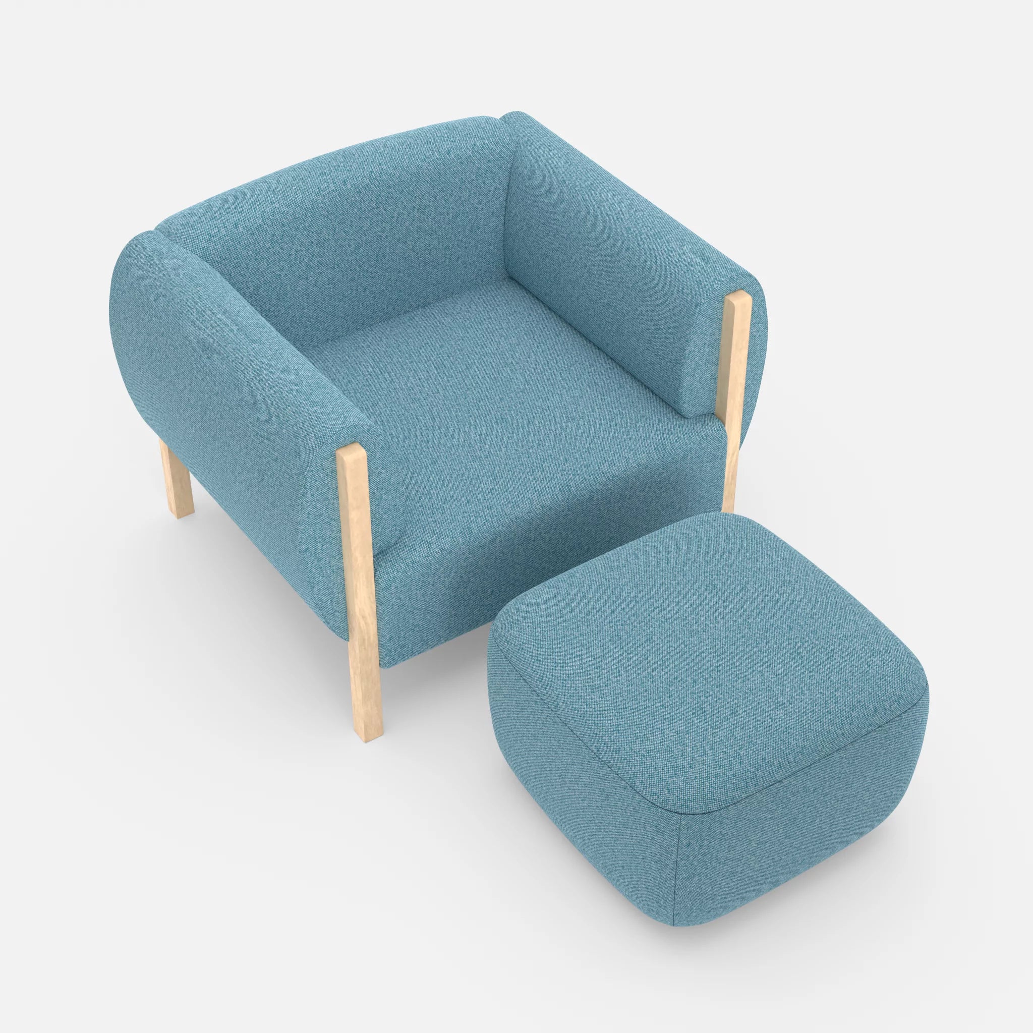 1 Sitzer Sofa Mallow mit Pouf celia0209 in Türkis von oben