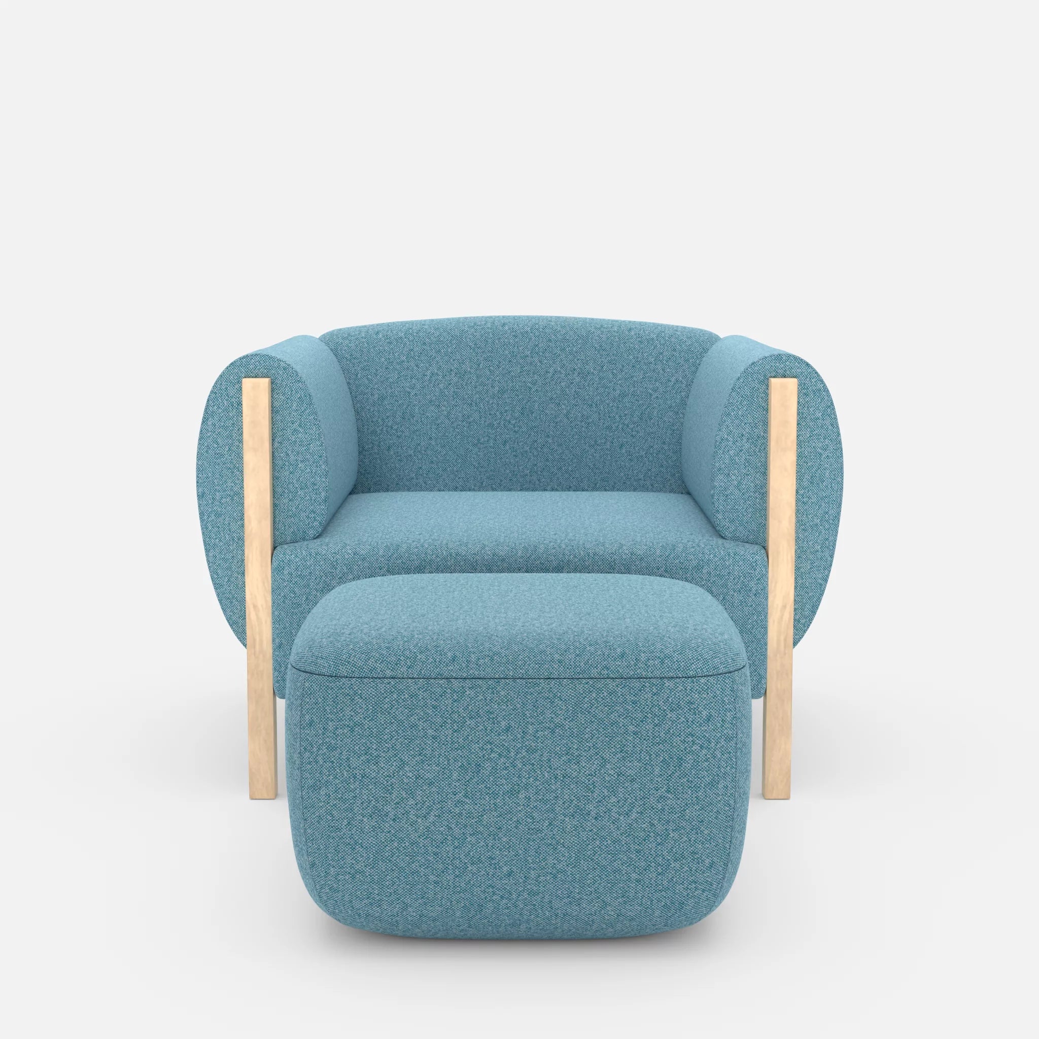 1 Sitzer Sofa Mallow mit Pouf celia0209 in Türkis von vorne