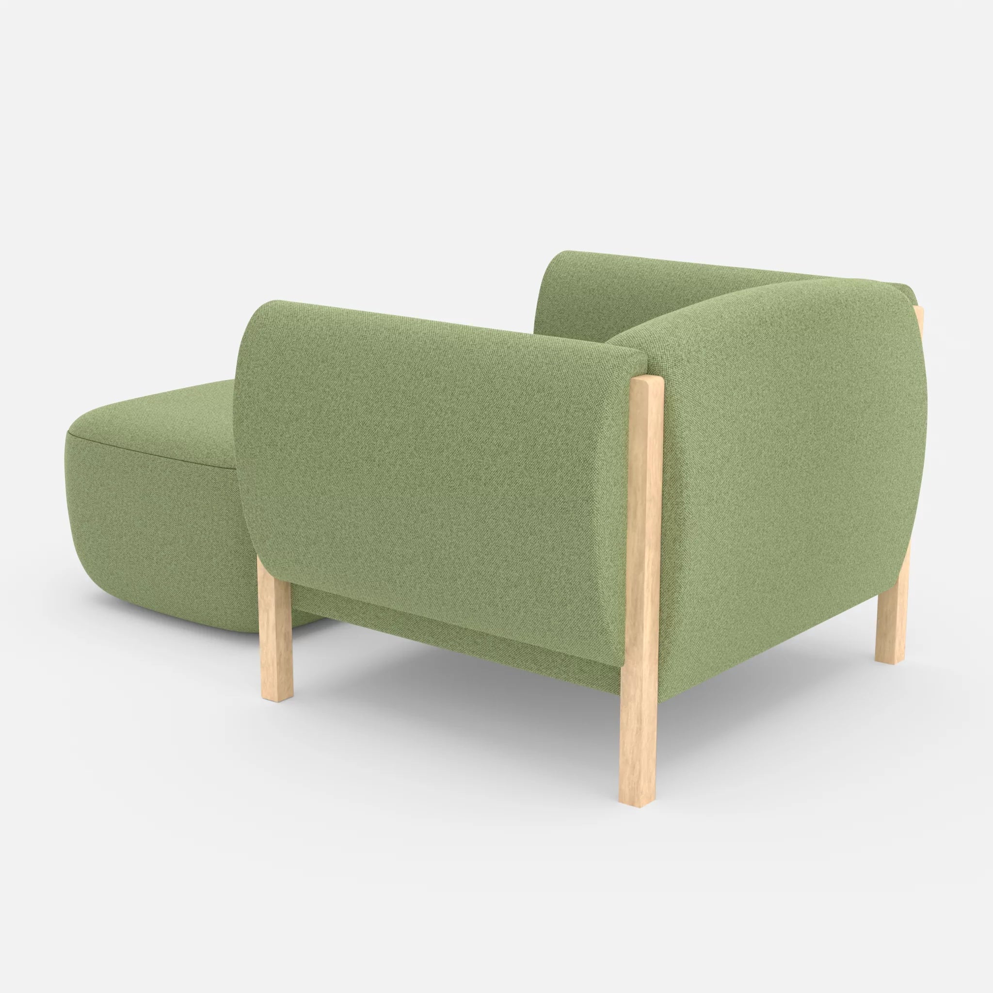 1 Sitzer Sofa Mallow mit Pouf celia0213 in Hellgrün von hinten