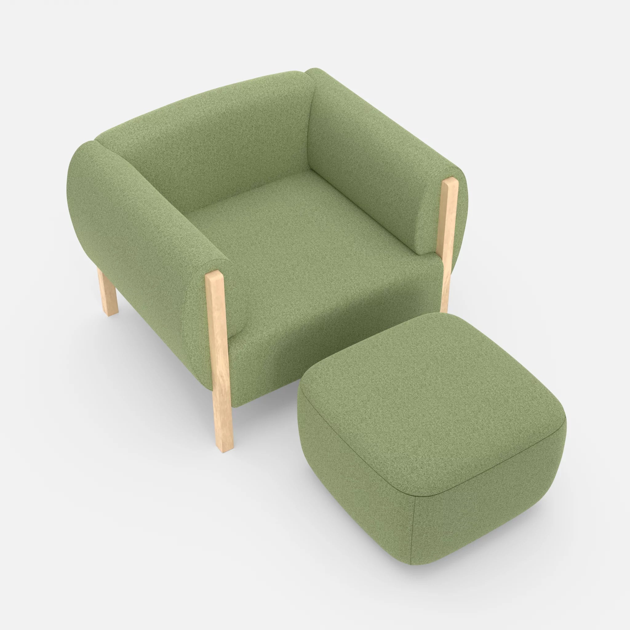 1 Sitzer Sofa Mallow mit Pouf celia0213 in Hellgrün von oben