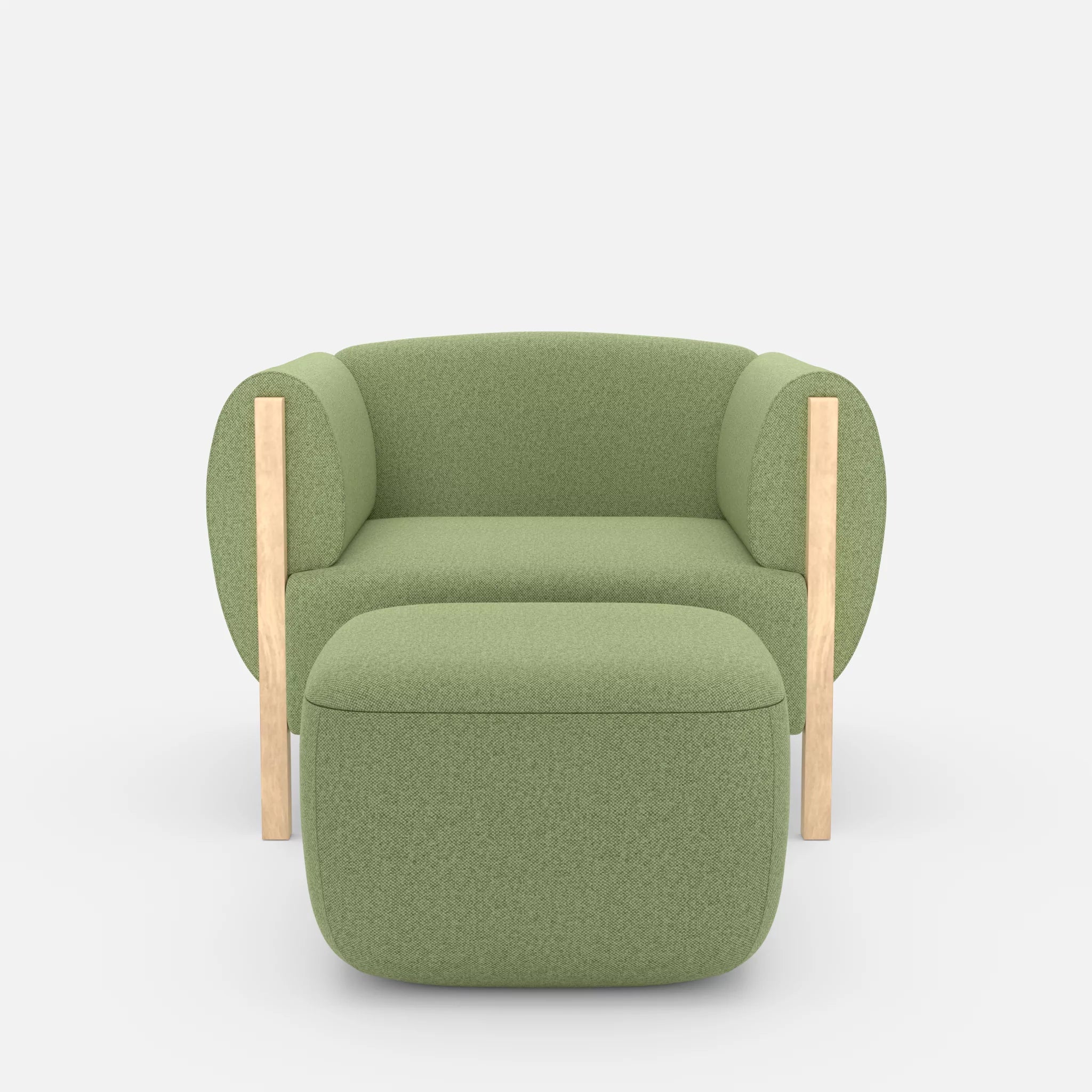 1 Sitzer Sofa Mallow mit Pouf celia0213 in Hellgrün von vorne