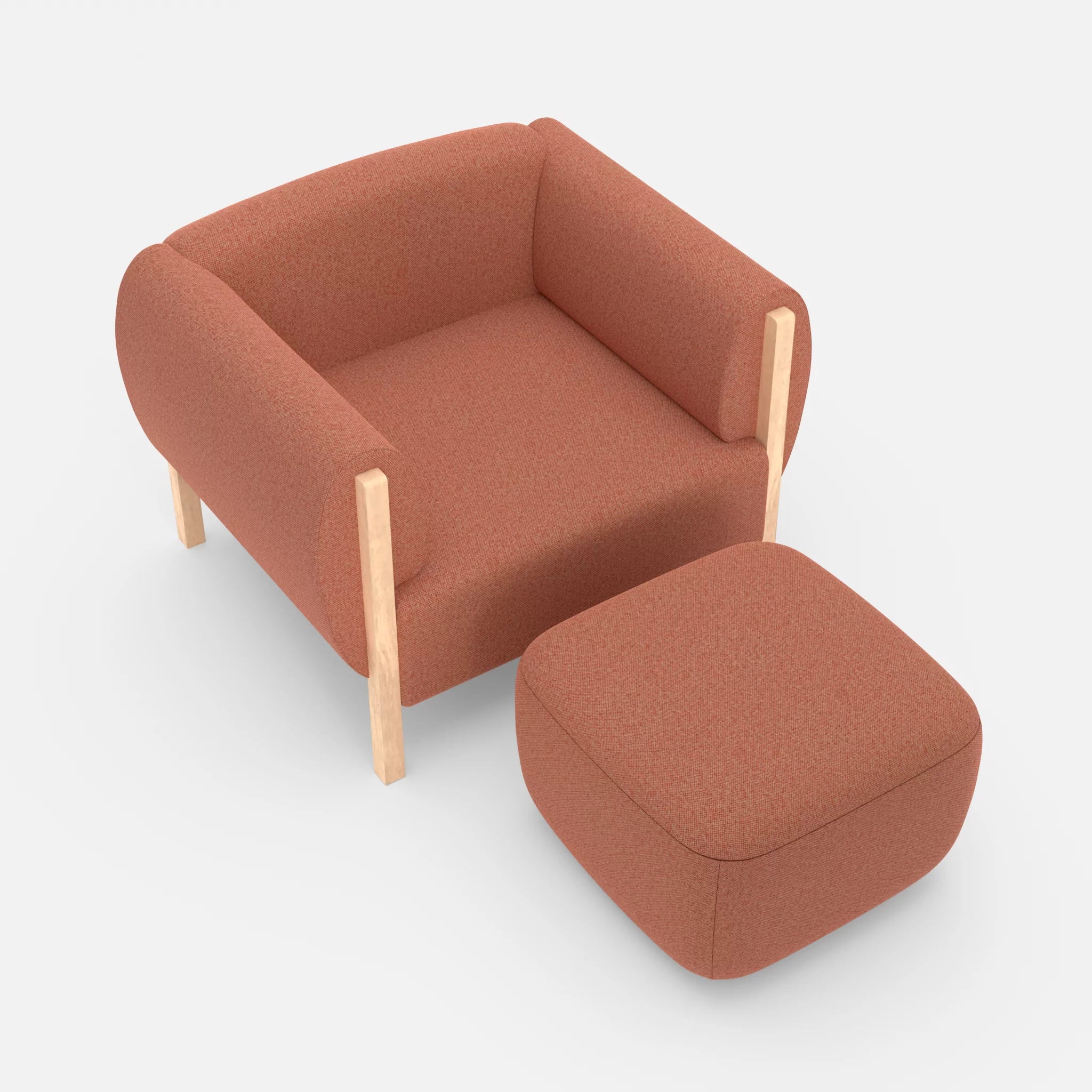 1 Sitzer Sofa Mallow mit Pouf celia0217 in Orange von oben