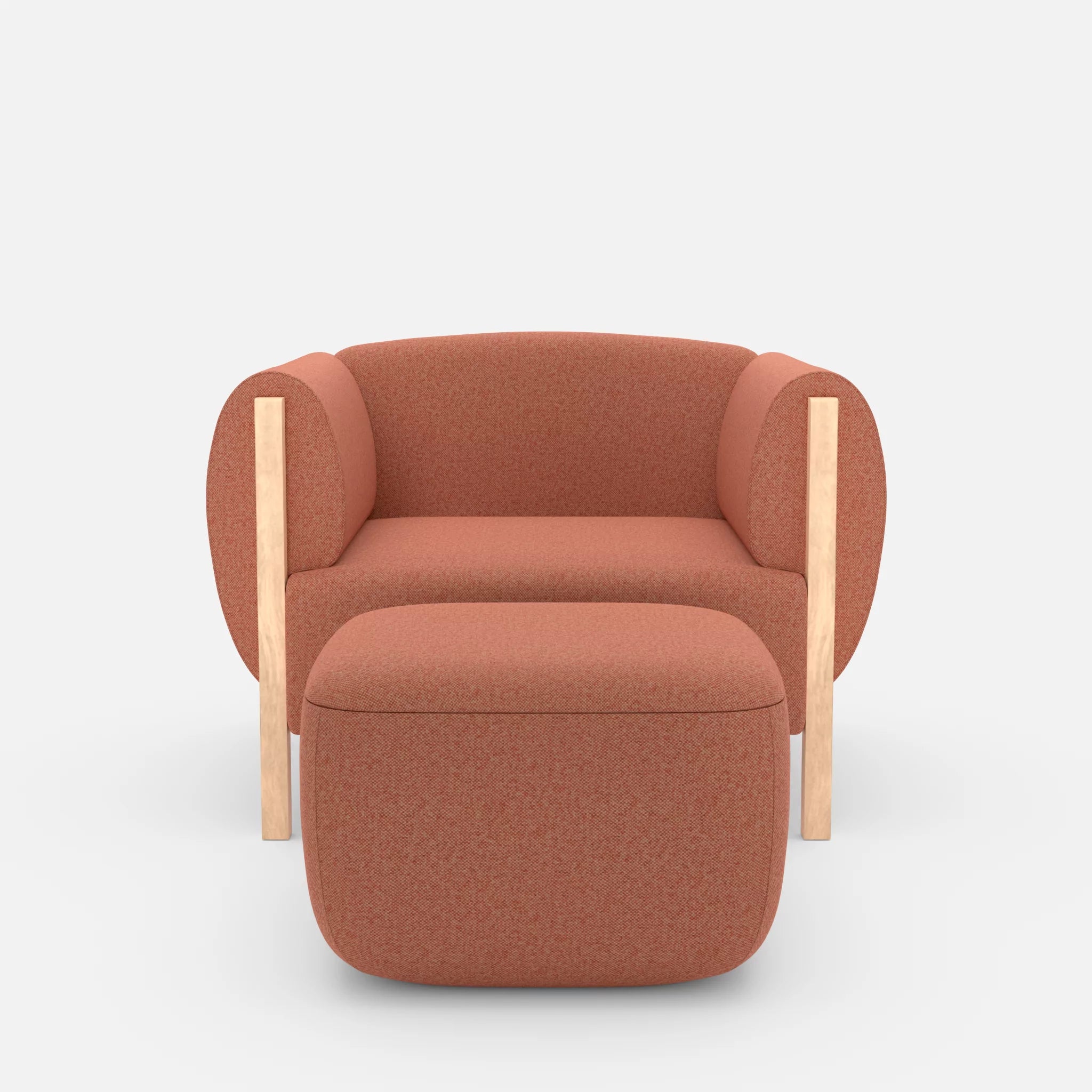 1 Sitzer Sofa Mallow mit Pouf celia0217 in Orange von vorne