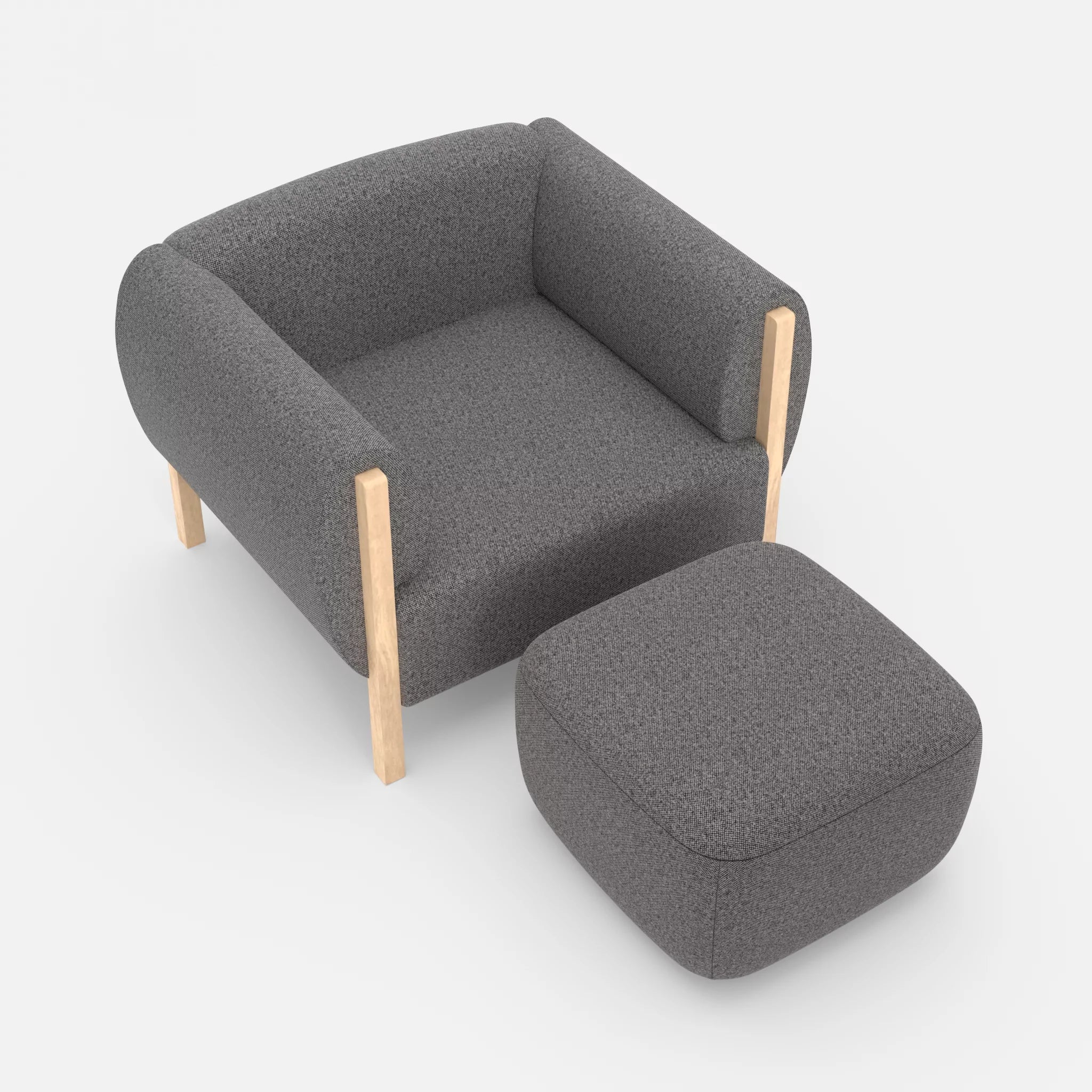 1 Sitzer Sofa Mallow mit Pouf celia0218 in Dunkelgrau von oben