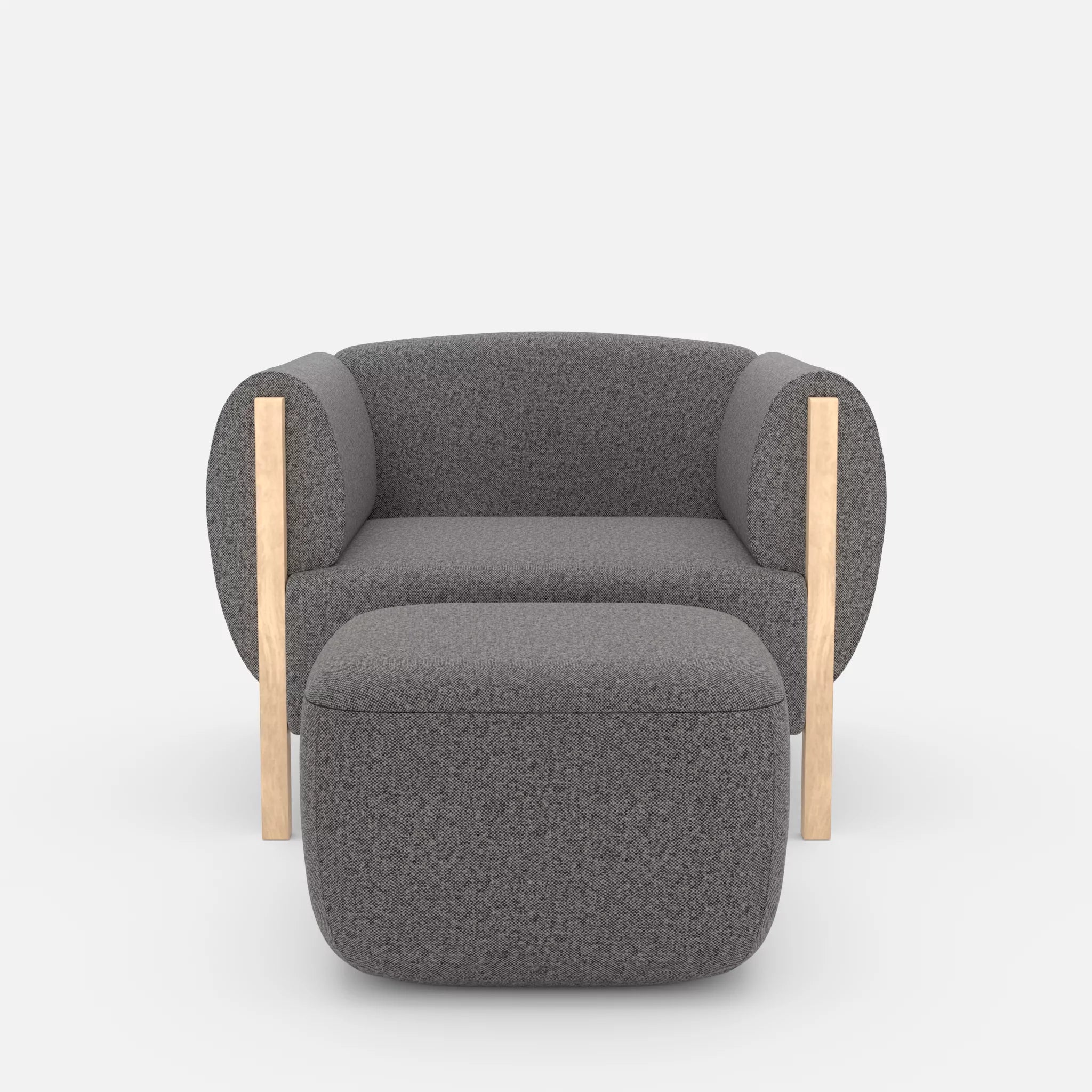 1 Sitzer Sofa Mallow mit Pouf celia0218 in Dunkelgrau von vorne
