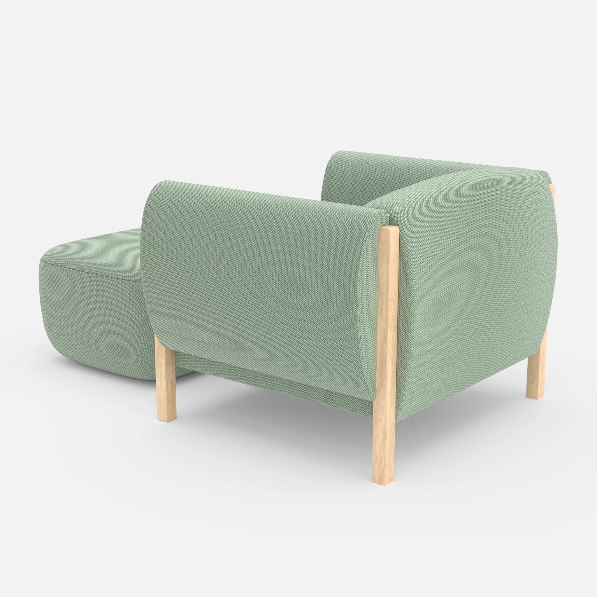 1 Sitzer Sofa Mallow mit Pouf credoaloe in Hellgrün von hinten