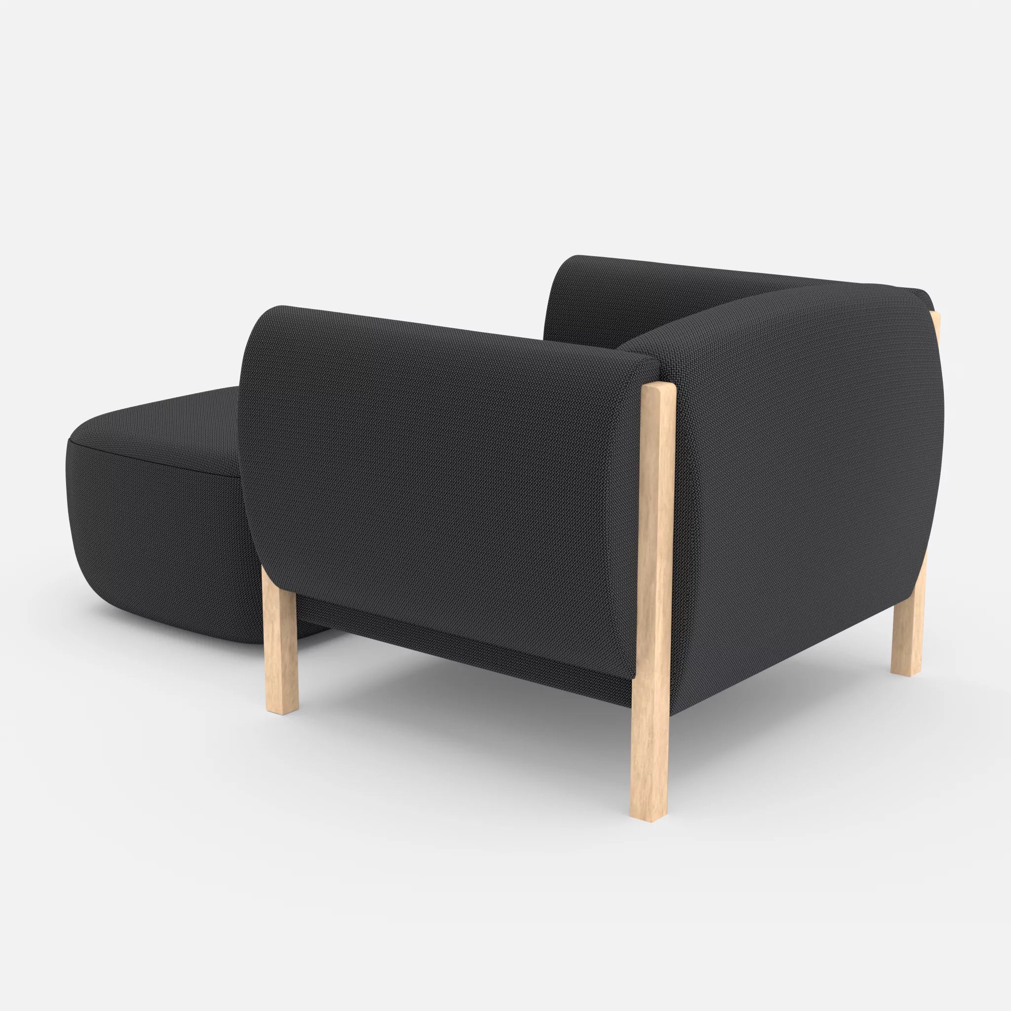 1 Sitzer Sofa Mallow mit Pouf credoasphalt in Anthrazit von hinten