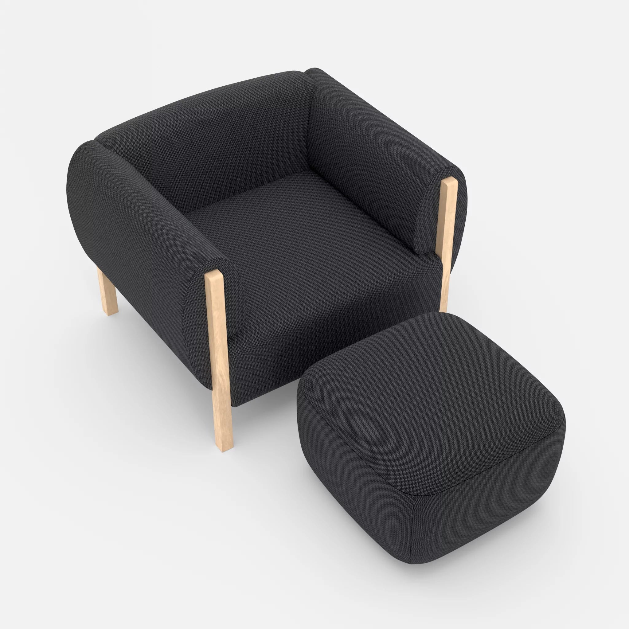 1 Sitzer Sofa Mallow mit Pouf credoasphalt in Anthrazit von oben