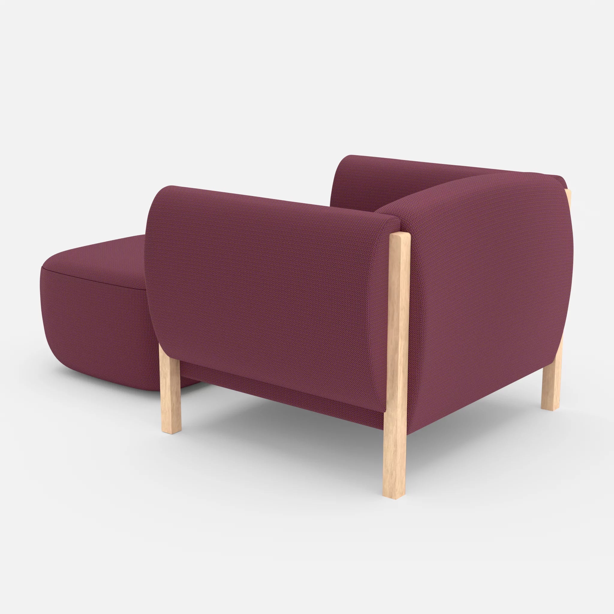 1 Sitzer Sofa Mallow mit Pouf credobreva in Violett von hinten