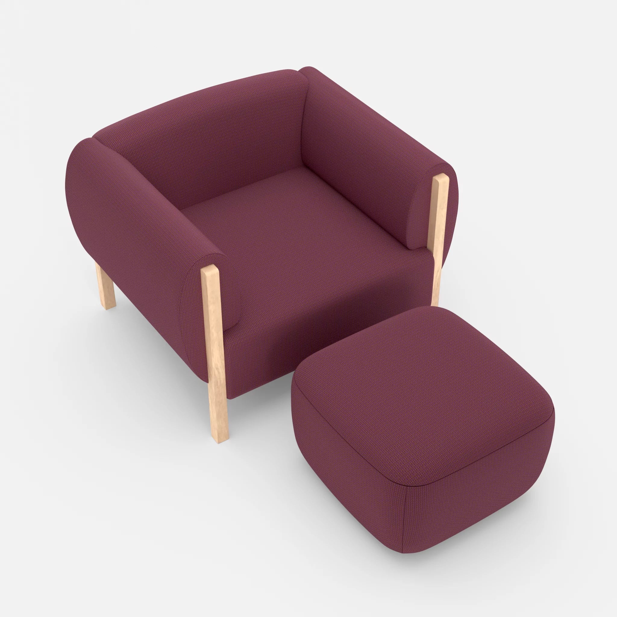 1 Sitzer Sofa Mallow mit Pouf credobreva in Violett von oben