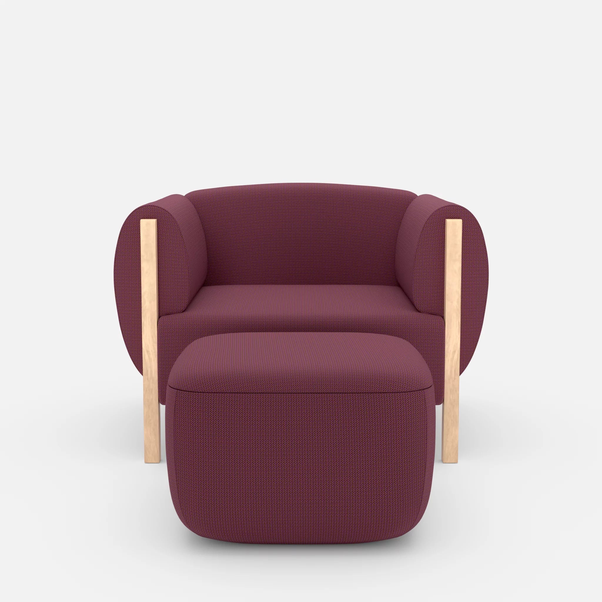 1 Sitzer Sofa Mallow mit Pouf credobreva in Violett von vorne