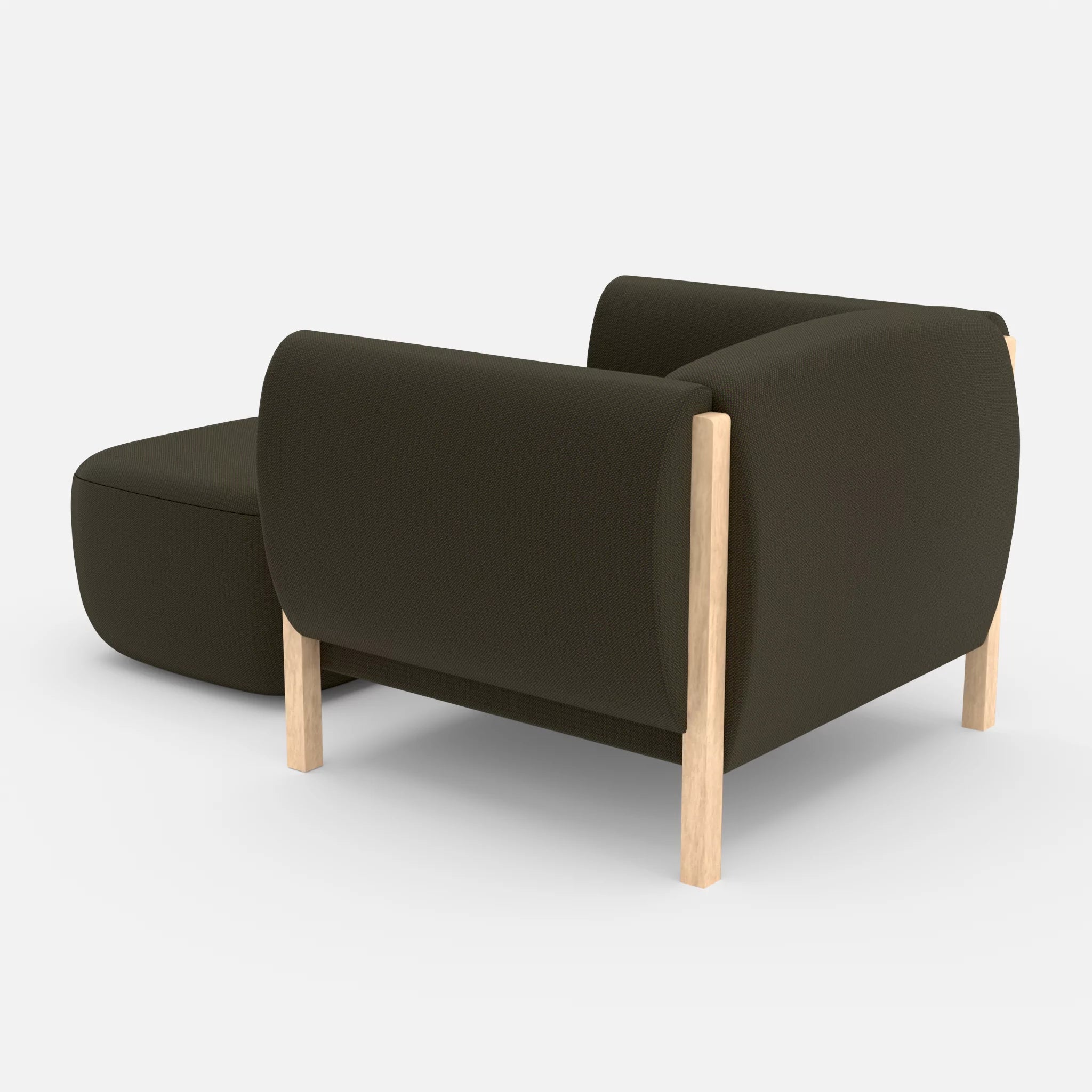 1 Sitzer Sofa Mallow mit Pouf credoforest in Dunkelgrün von hinten