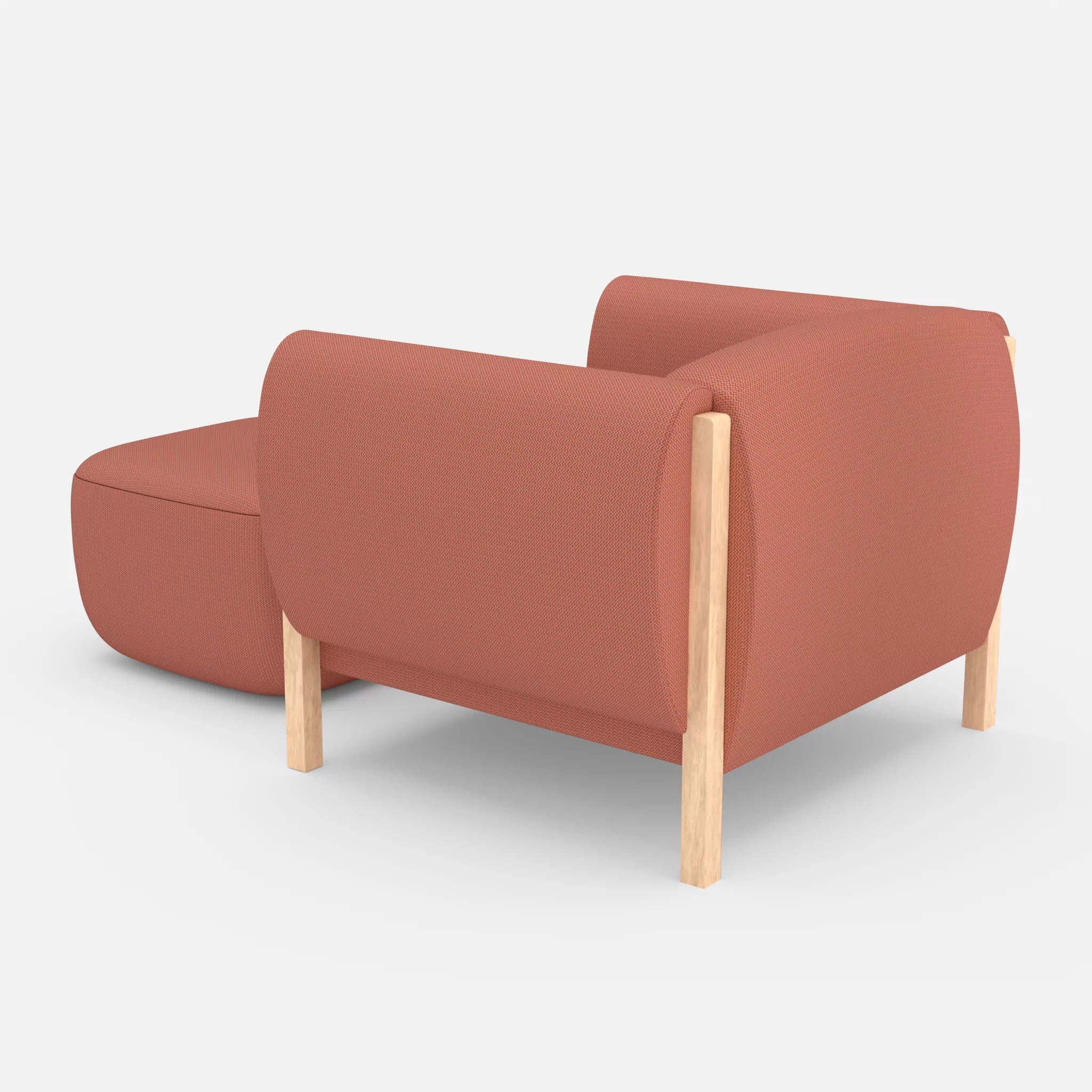1 Sitzer Sofa Mallow mit Pouf credograpefruit in Coral von hinten