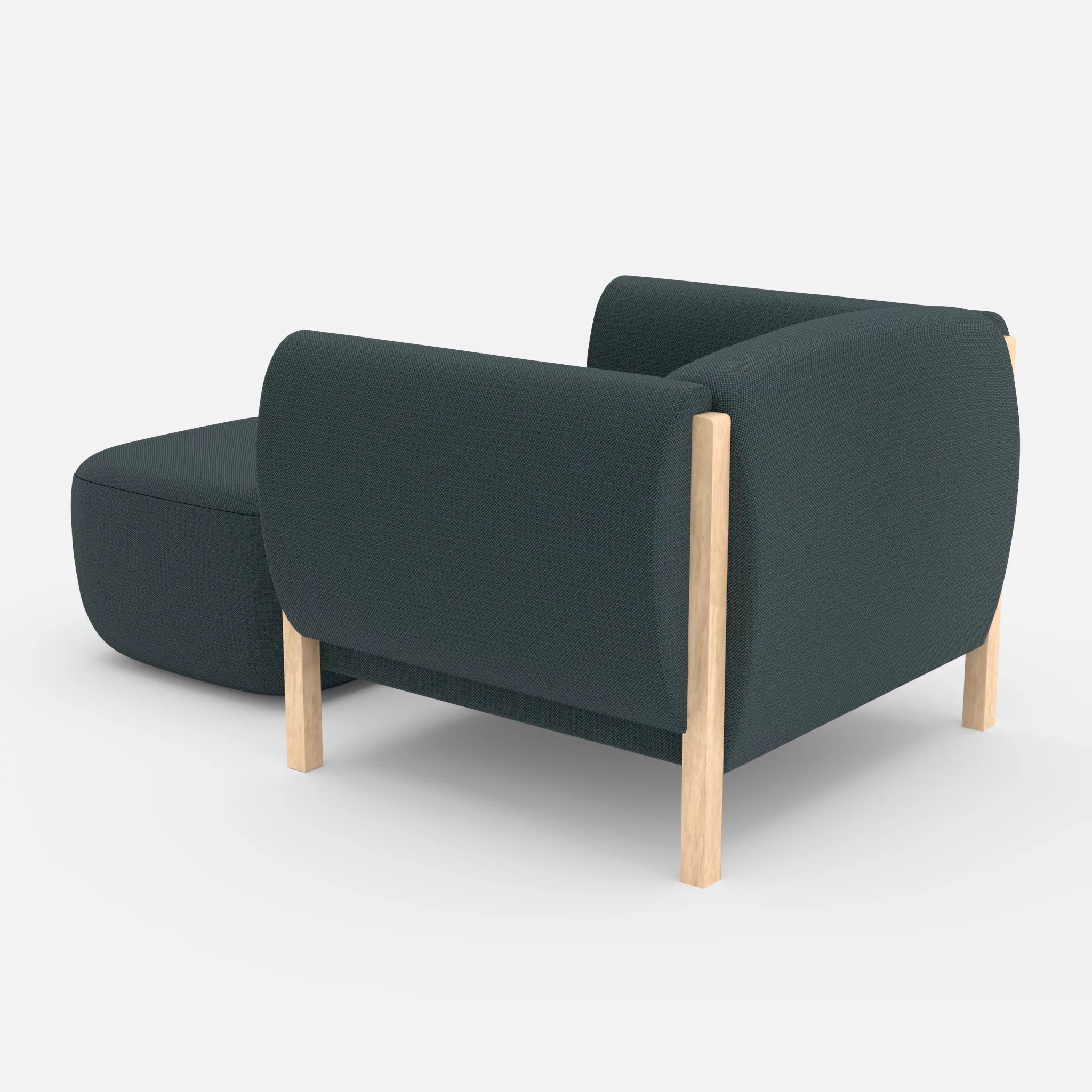 1 Sitzer Sofa Mallow mit Pouf credojaspis in Türkis von hinten