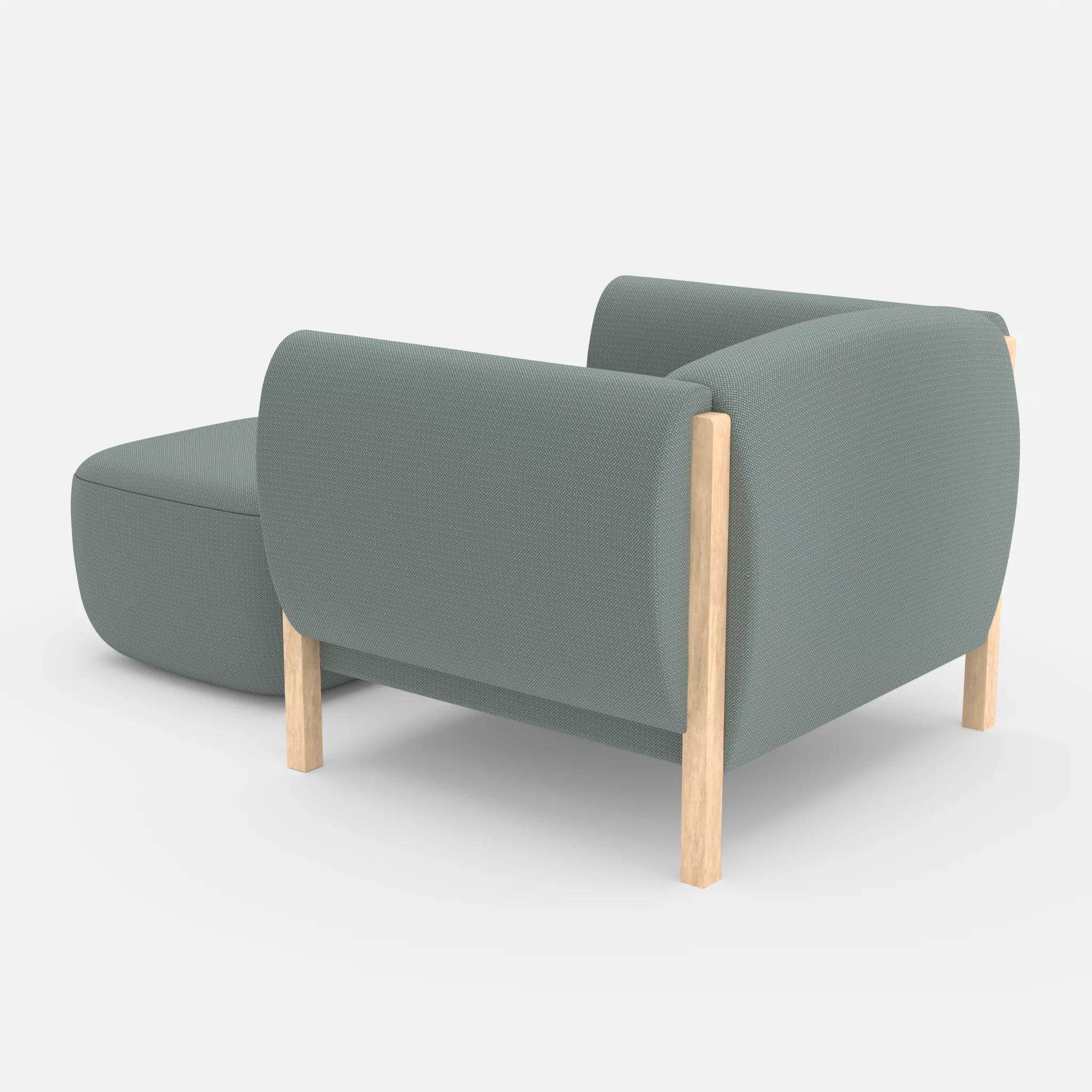 1 Sitzer Sofa Mallow mit Pouf credolake in Graublau von hinten