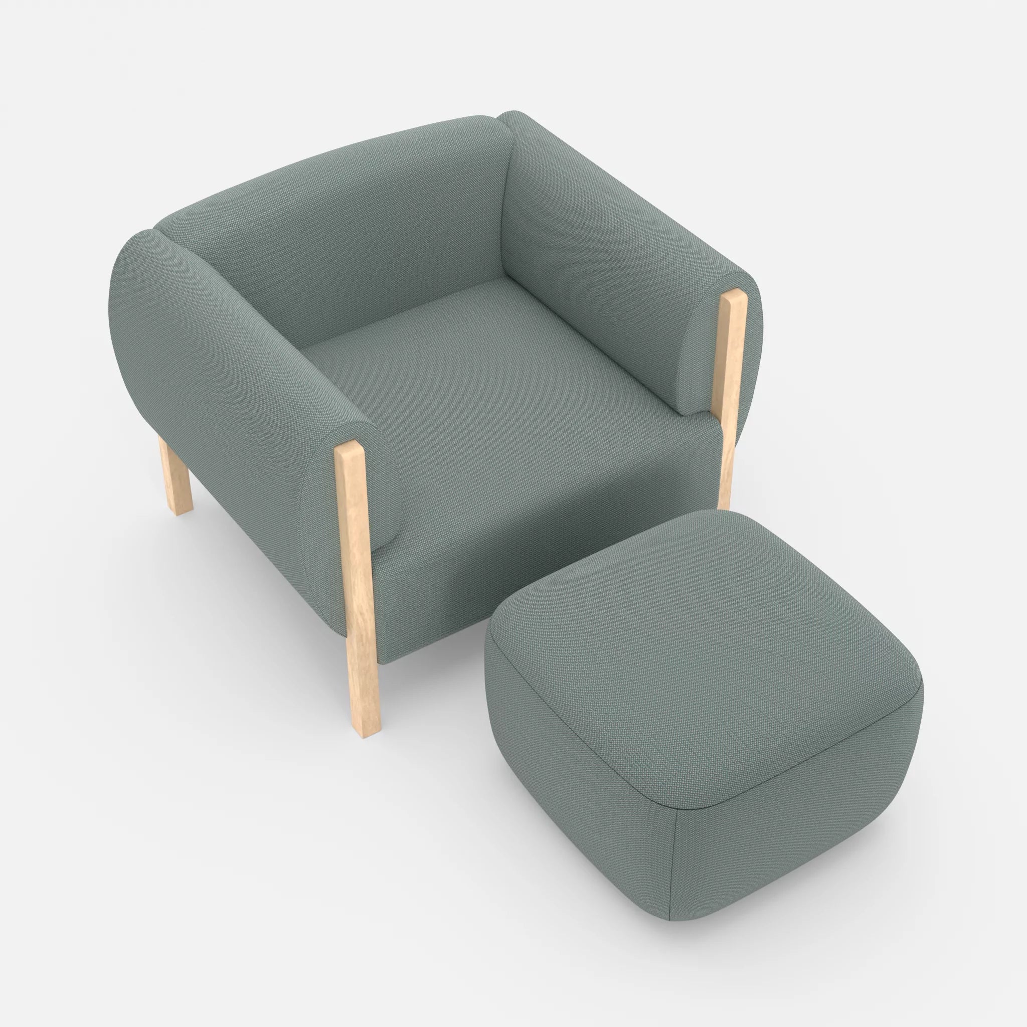 1 Sitzer Sofa Mallow mit Pouf credolake in Graublau von oben