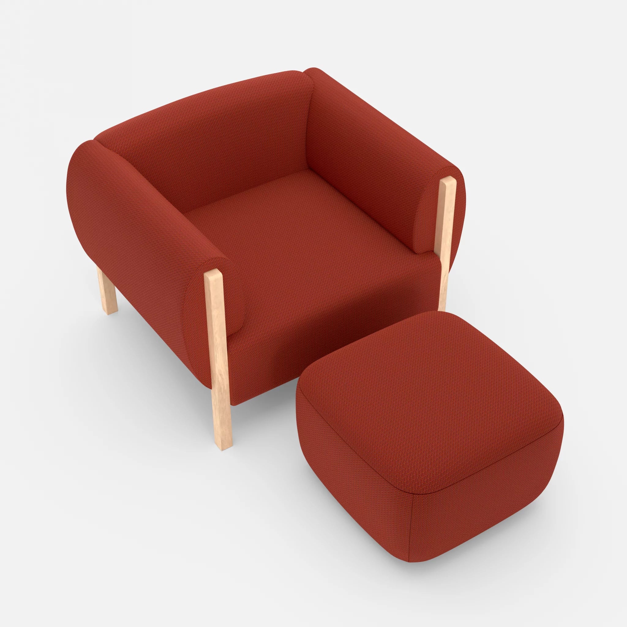 1 Sitzer Sofa Mallow mit Pouf credolampion in Rot von oben