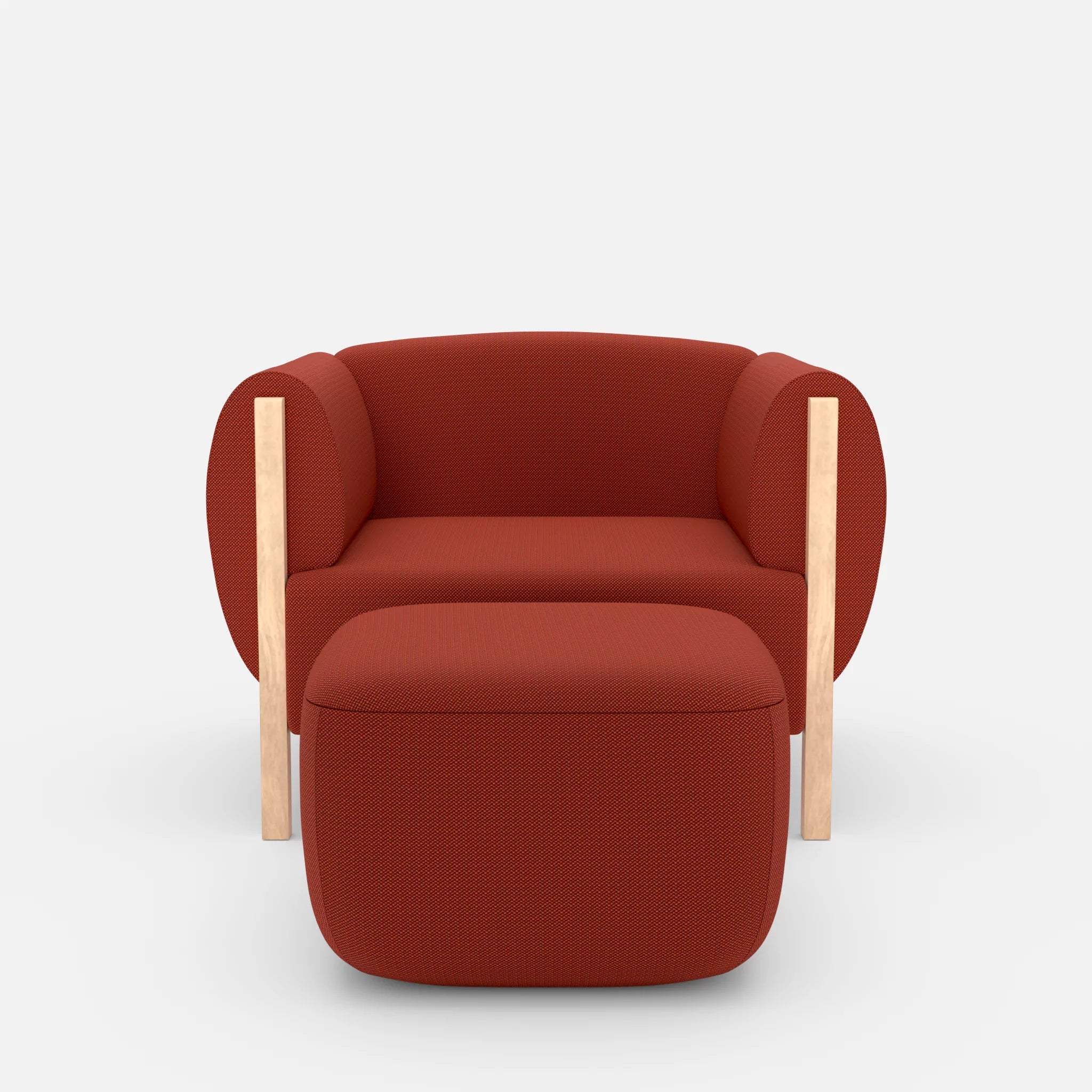 1 Sitzer Sofa Mallow mit Pouf credolampion in Rot von vorne