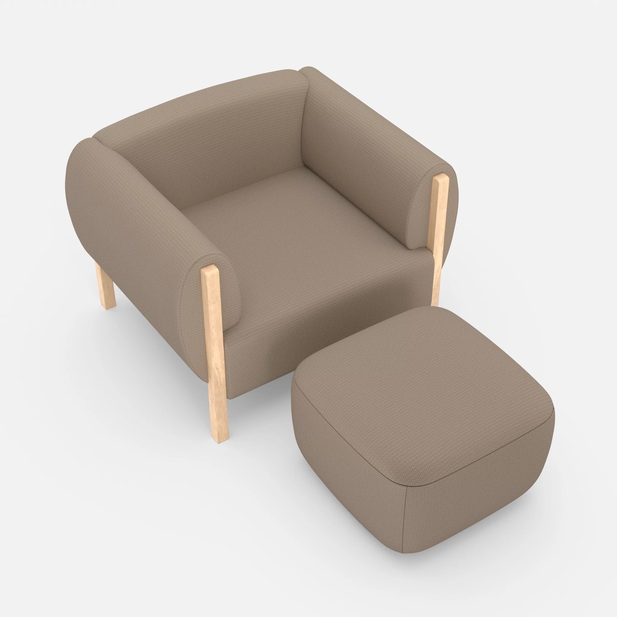 1 Sitzer Sofa Mallow mit Pouf credomacadamia in Beige von oben
