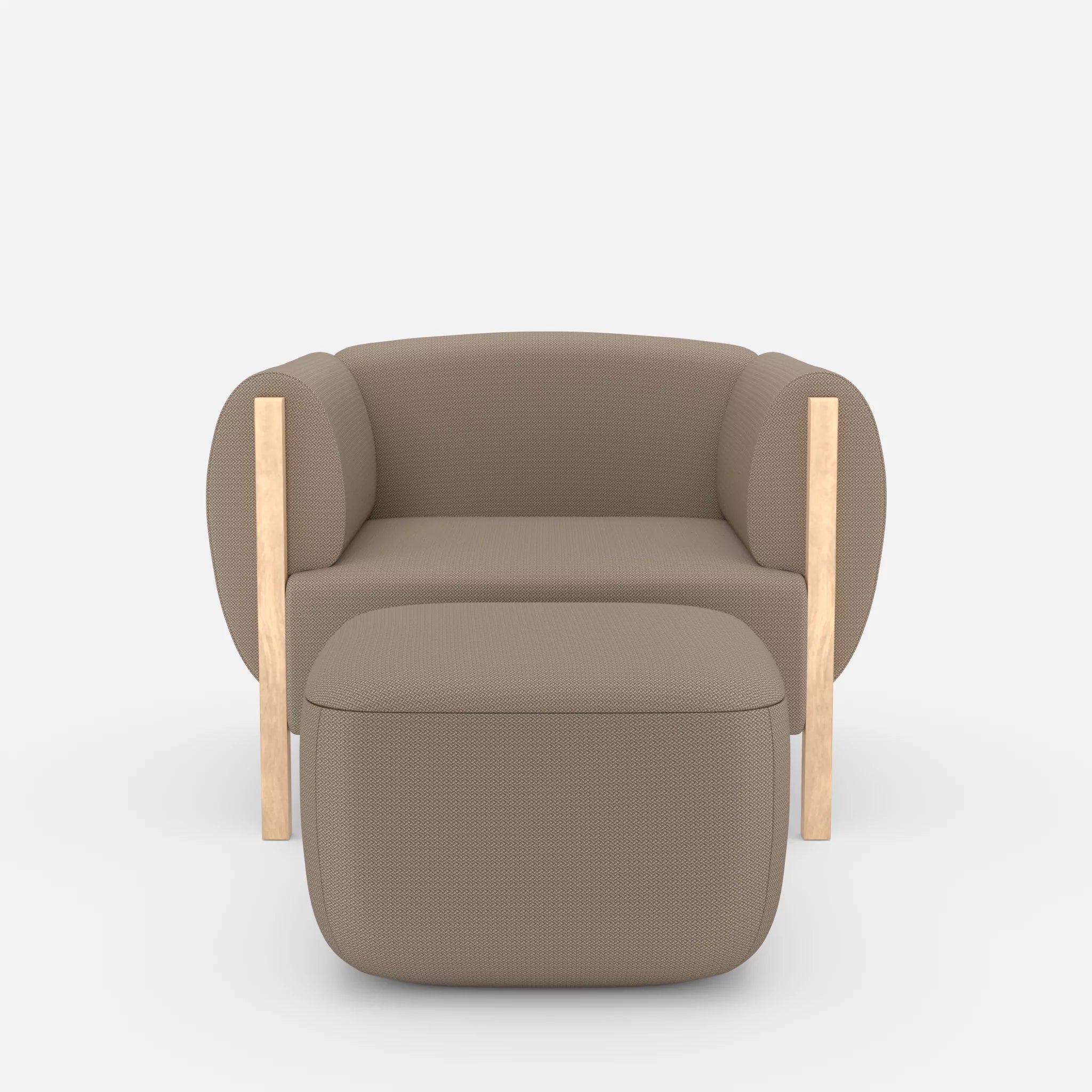 1 Sitzer Sofa Mallow mit Pouf credomacadamia in Beige von vorne