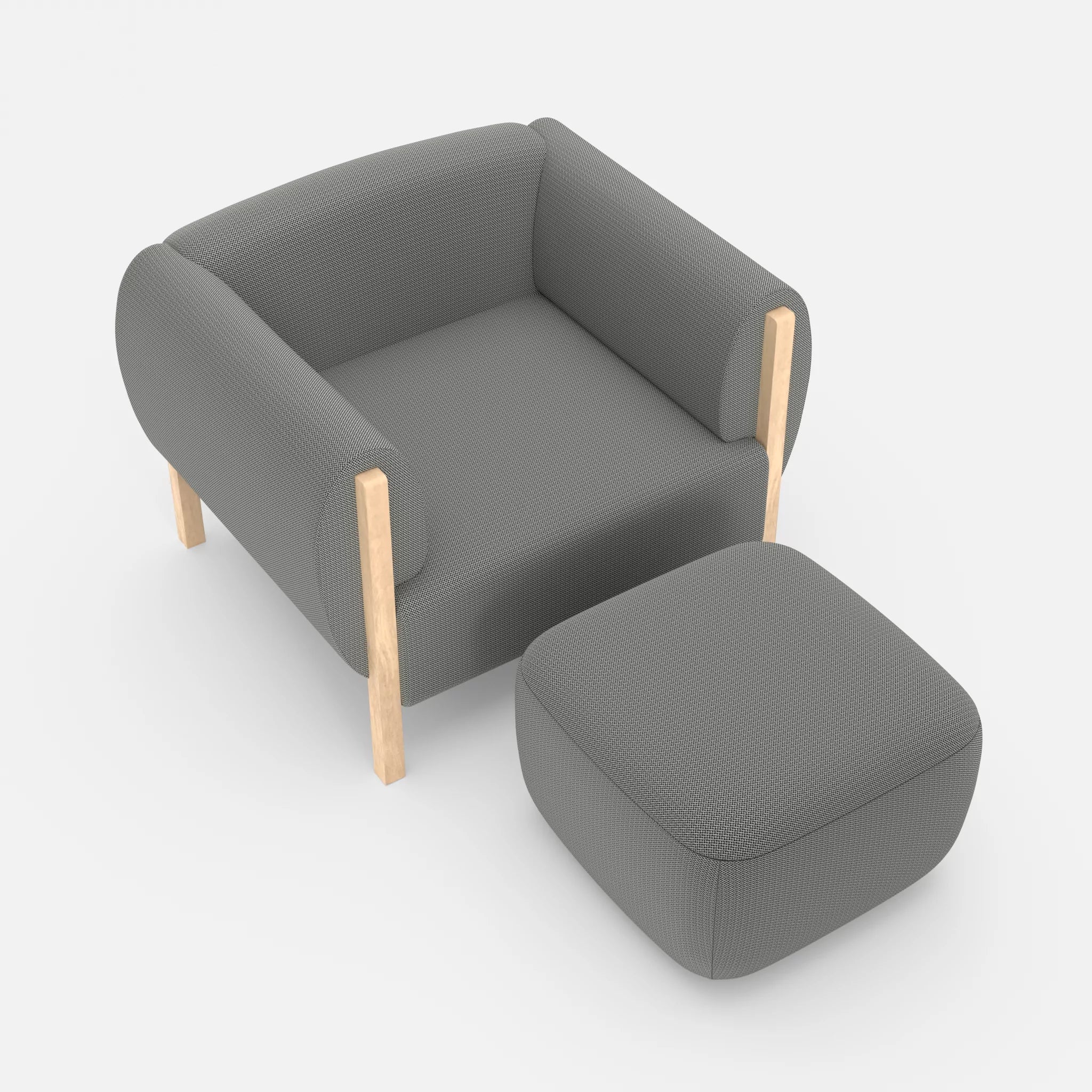 1 Sitzer Sofa Mallow mit Pouf credopepper in Dunkelgrau von oben