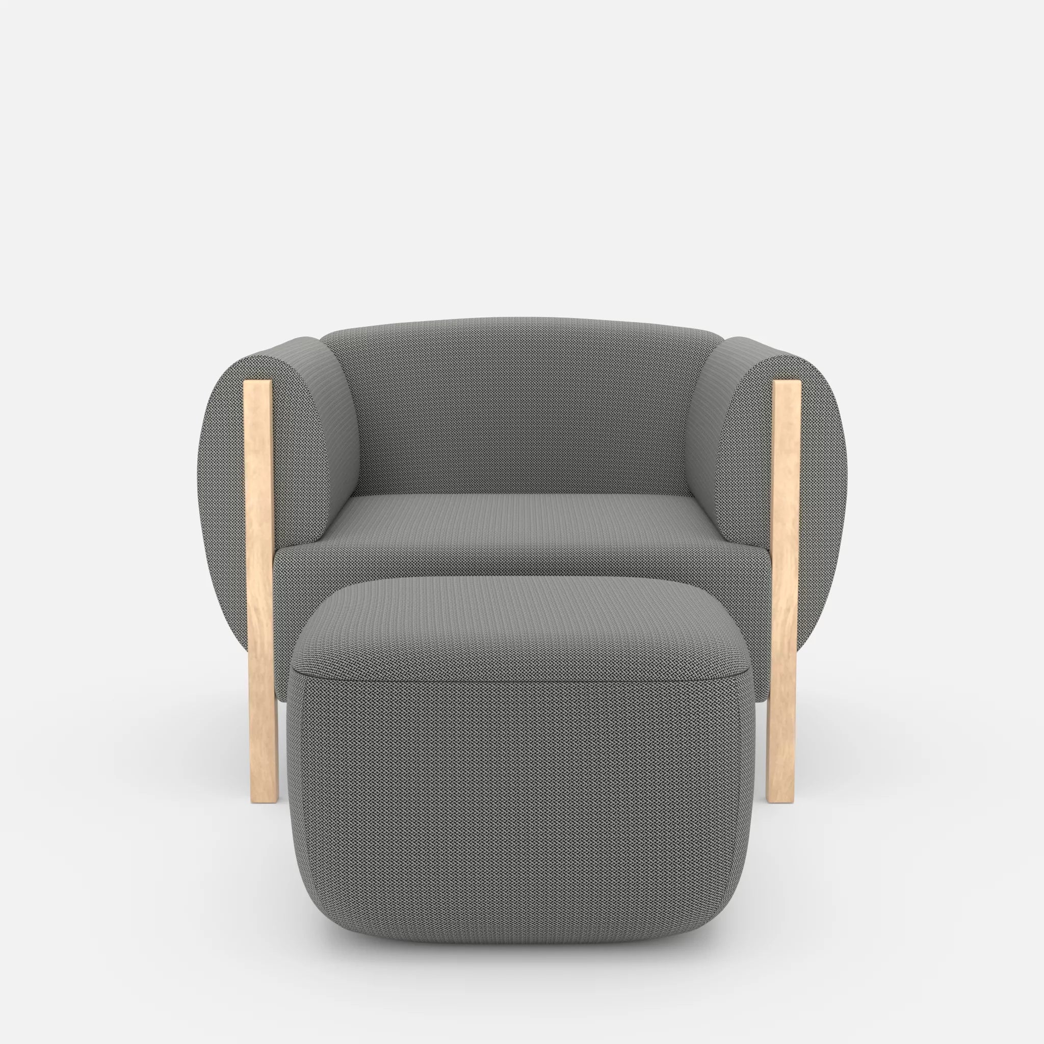 1 Sitzer Sofa Mallow mit Pouf credopepper in Dunkelgrau von vorne