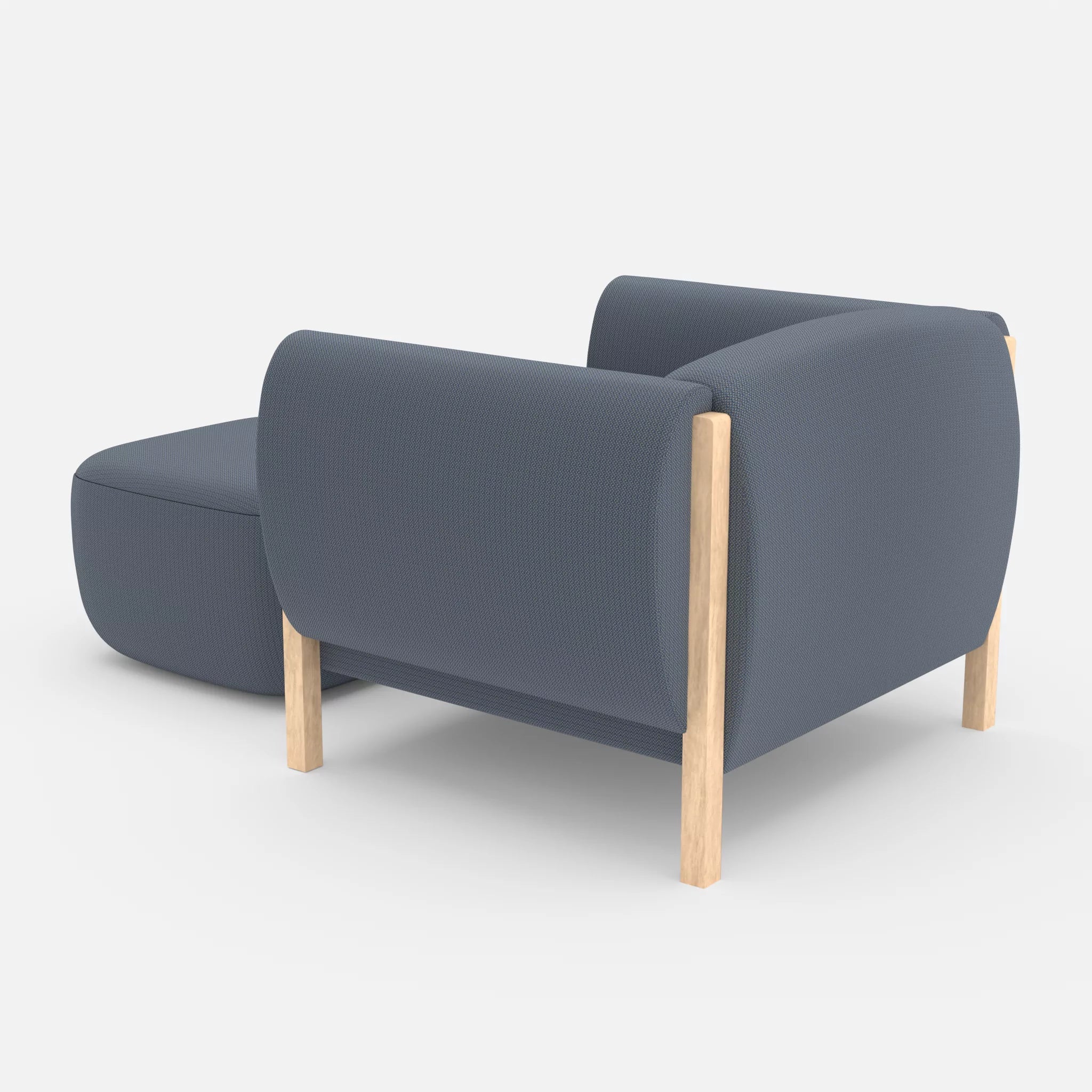 1 Sitzer Sofa Mallow mit Pouf credosea in Blau von hinten