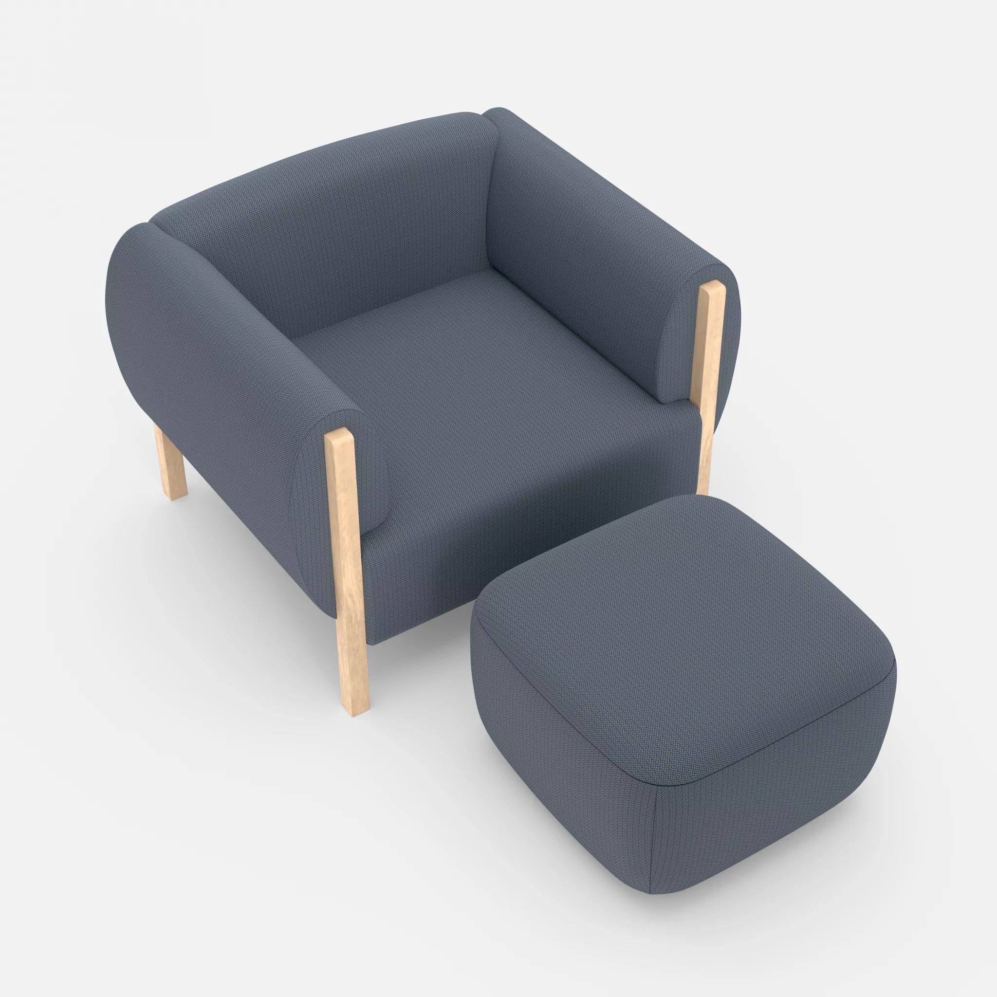1 Sitzer Sofa Mallow mit Pouf credosea in Blau von oben