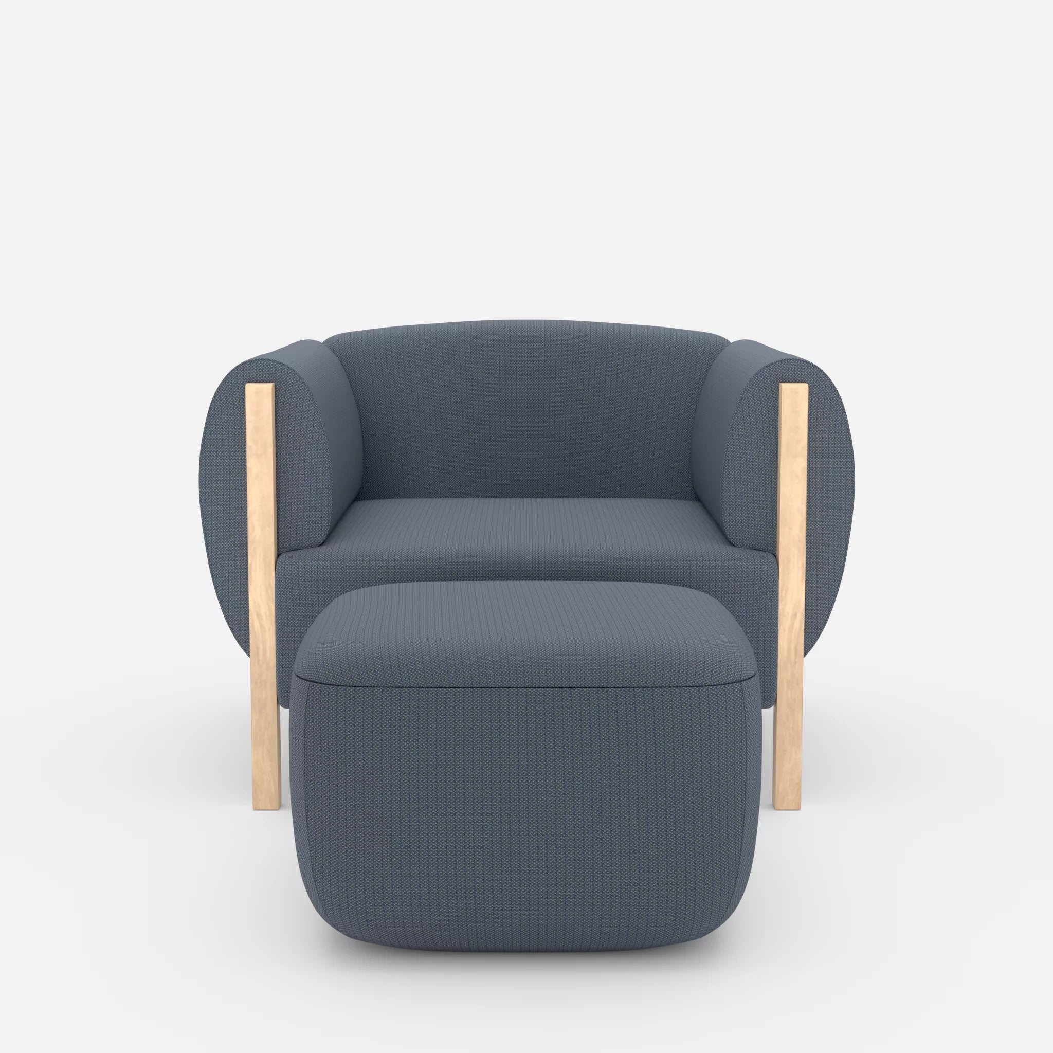 1 Sitzer Sofa Mallow mit Pouf credosea in Blau von vorne