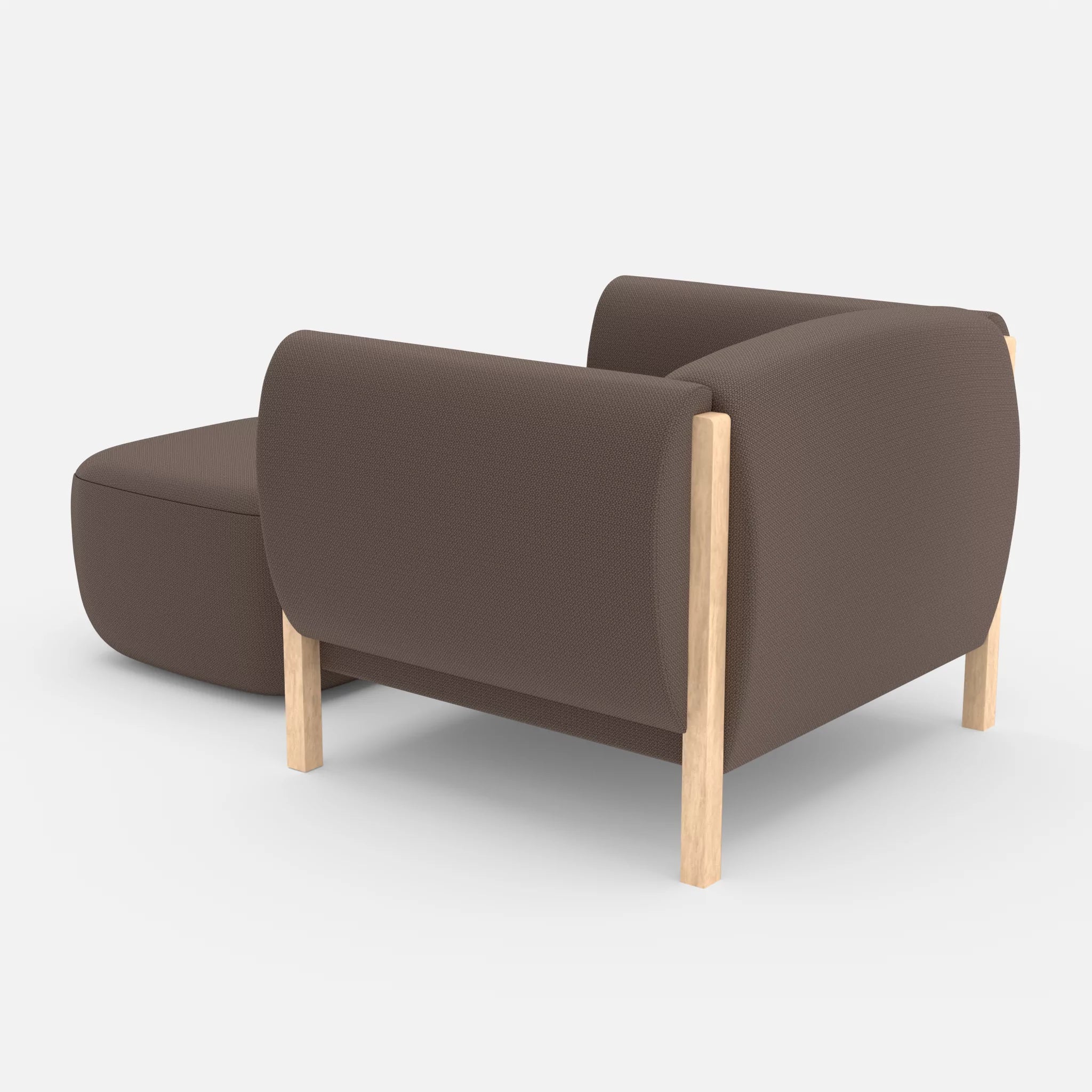 1 Sitzer Sofa Mallow mit Pouf credowalnut in Dunkelgrau von hinten