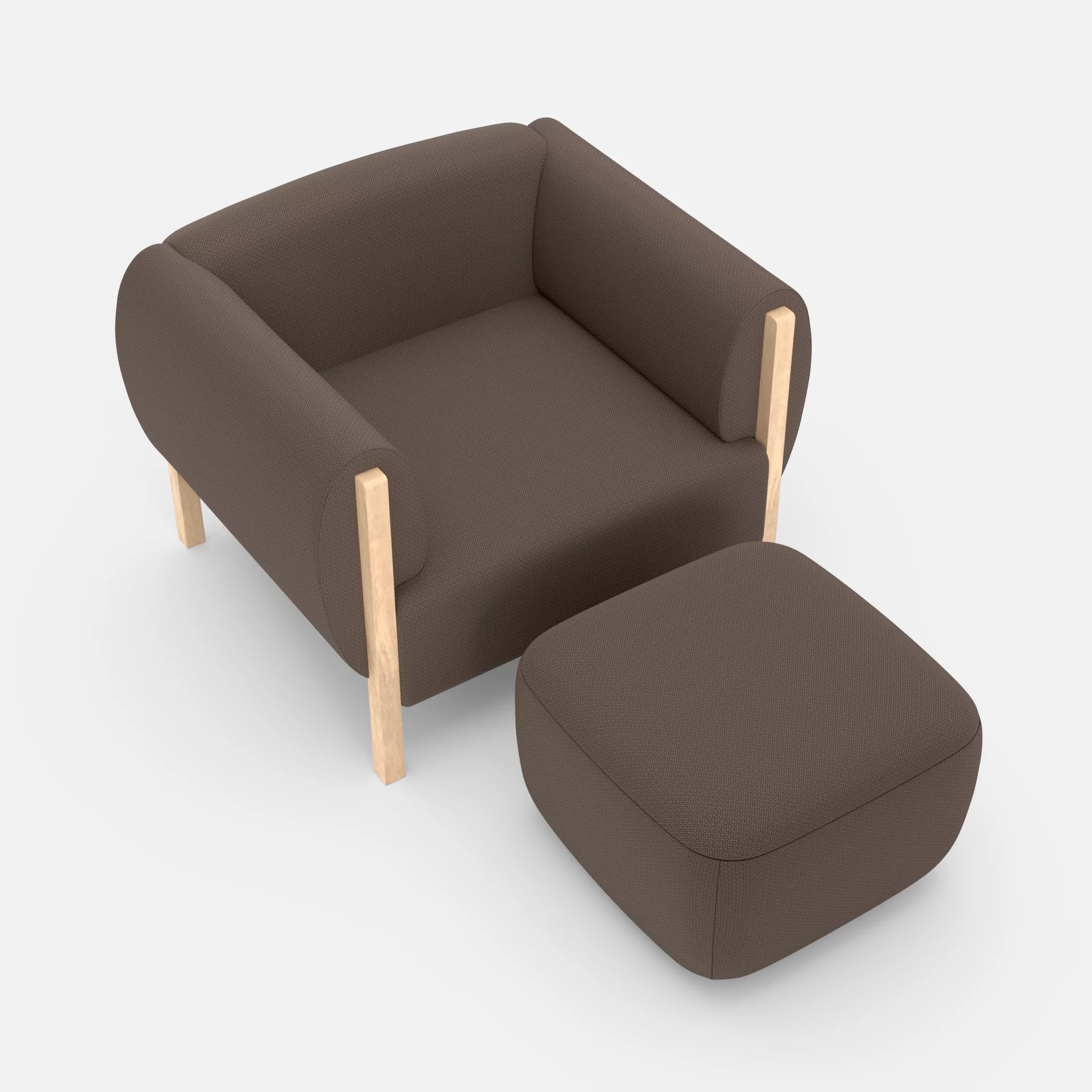 1 Sitzer Sofa Mallow mit Pouf credowalnut in Dunkelgrau von oben