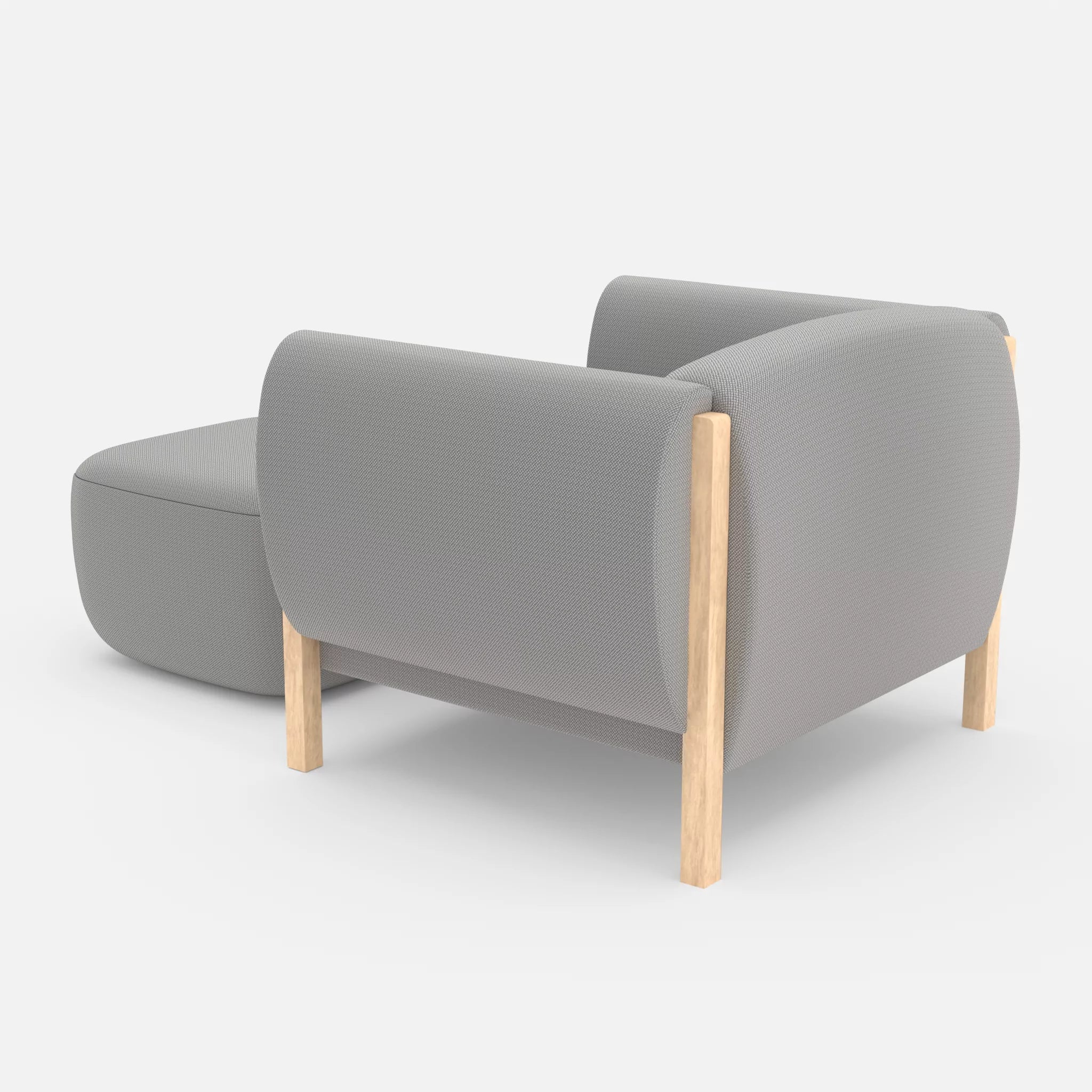 1 Sitzer Sofa Mallow mit Pouf credozinn in Mittelgrau von hinten