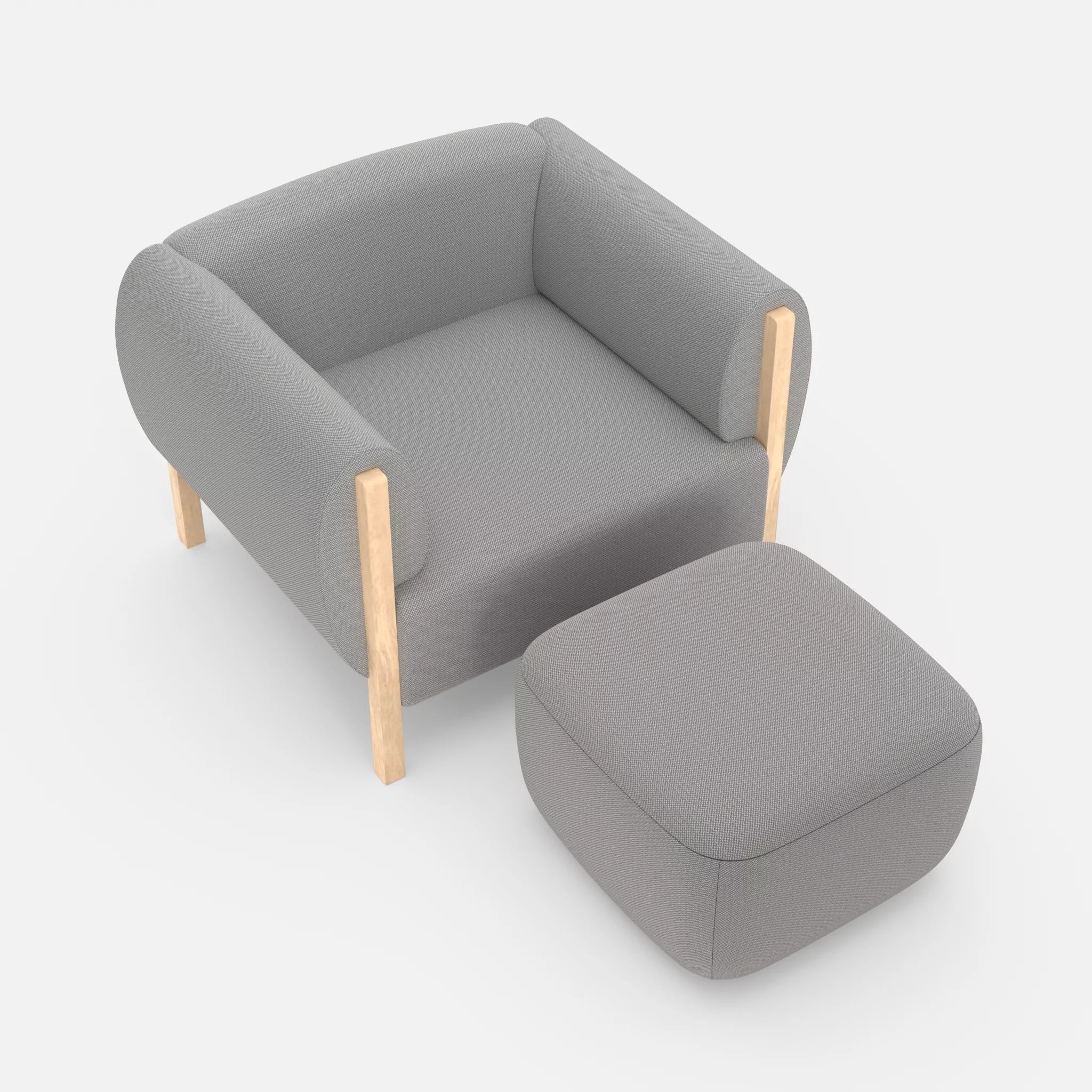 1 Sitzer Sofa Mallow mit Pouf credozinn in Mittelgrau von oben