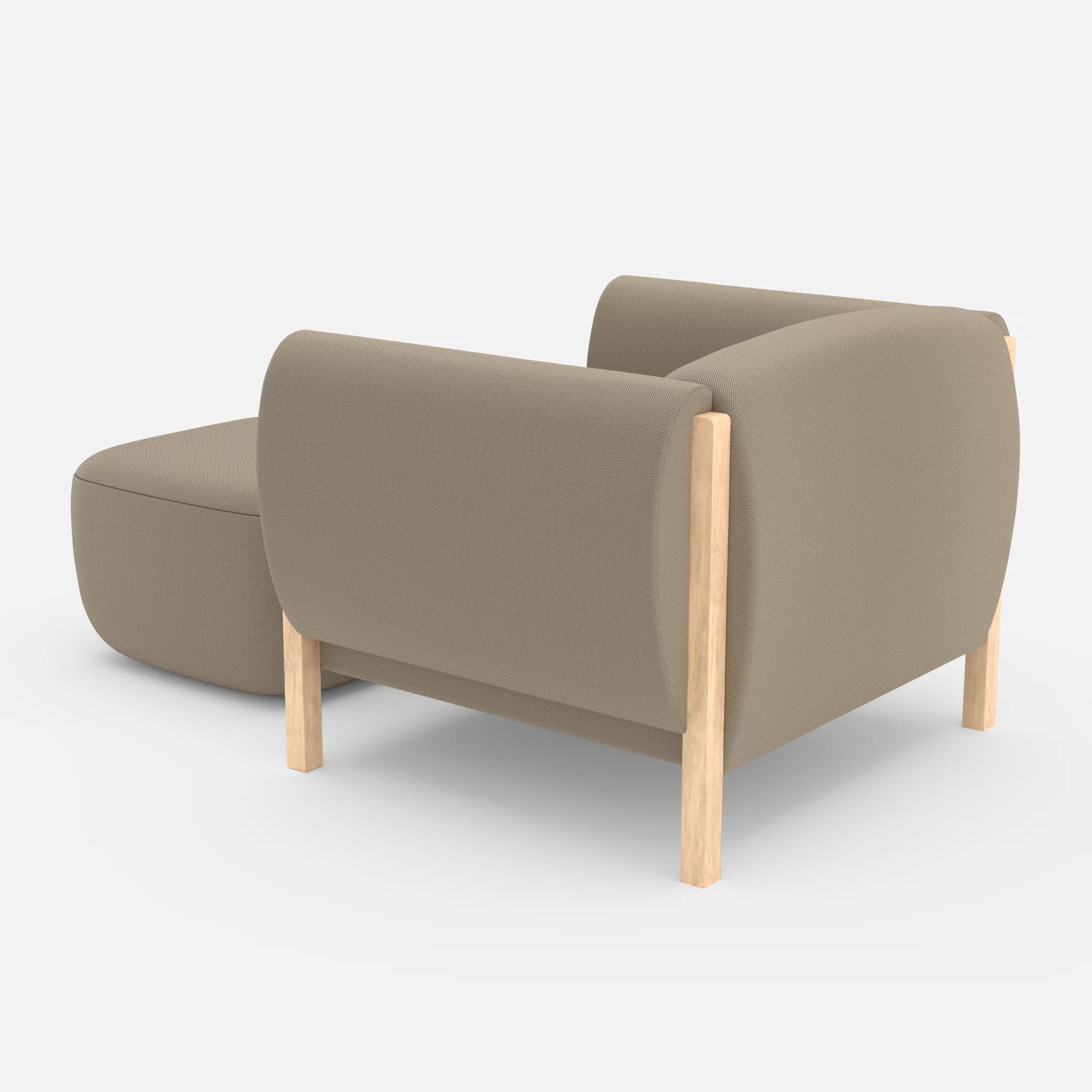 1 Sitzer Sofa Mallow mit Pouf radio1510 in Beige von hinten