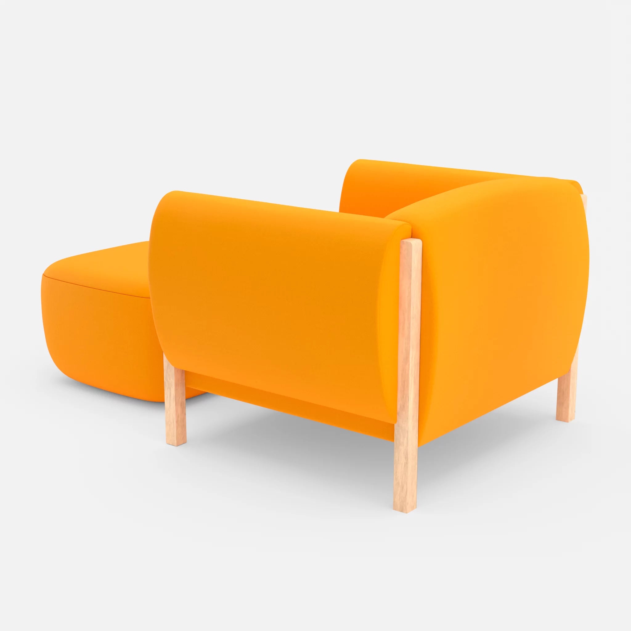1 Sitzer Sofa Mallow mit Pouf radio3008 in Gelb von hinten